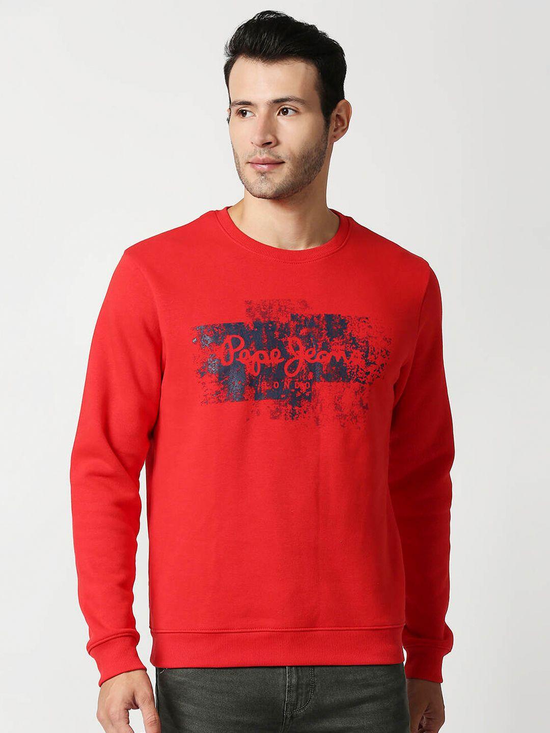 pepe jeans men red printed sweatshirt