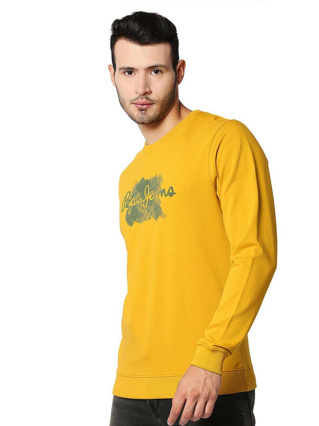 pepe jeans men yellow printed sweatshirt