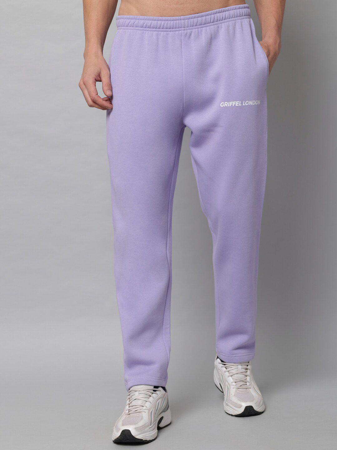 griffel men purple solid cotton track pants