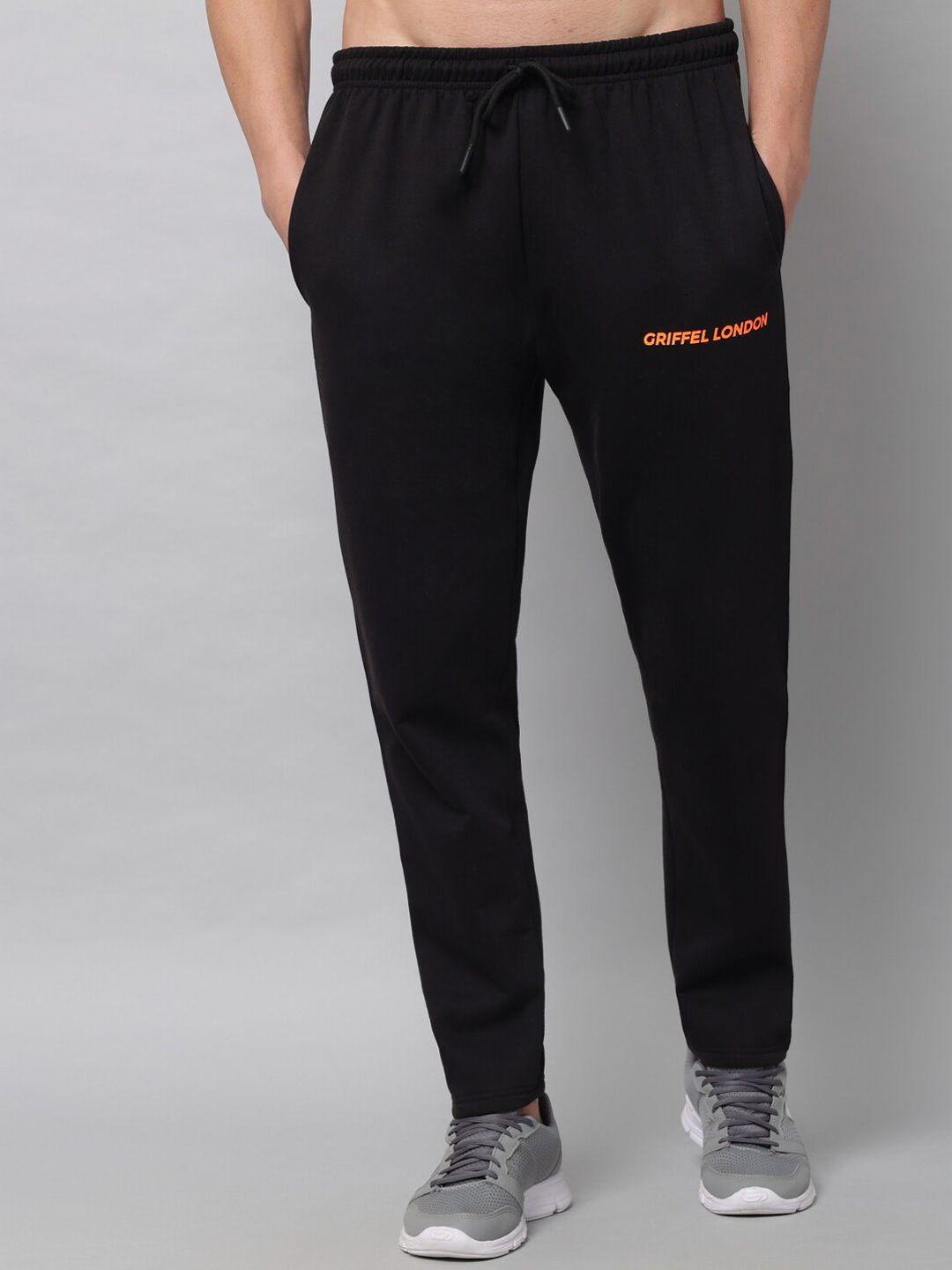 griffel men black solid cotton track pants