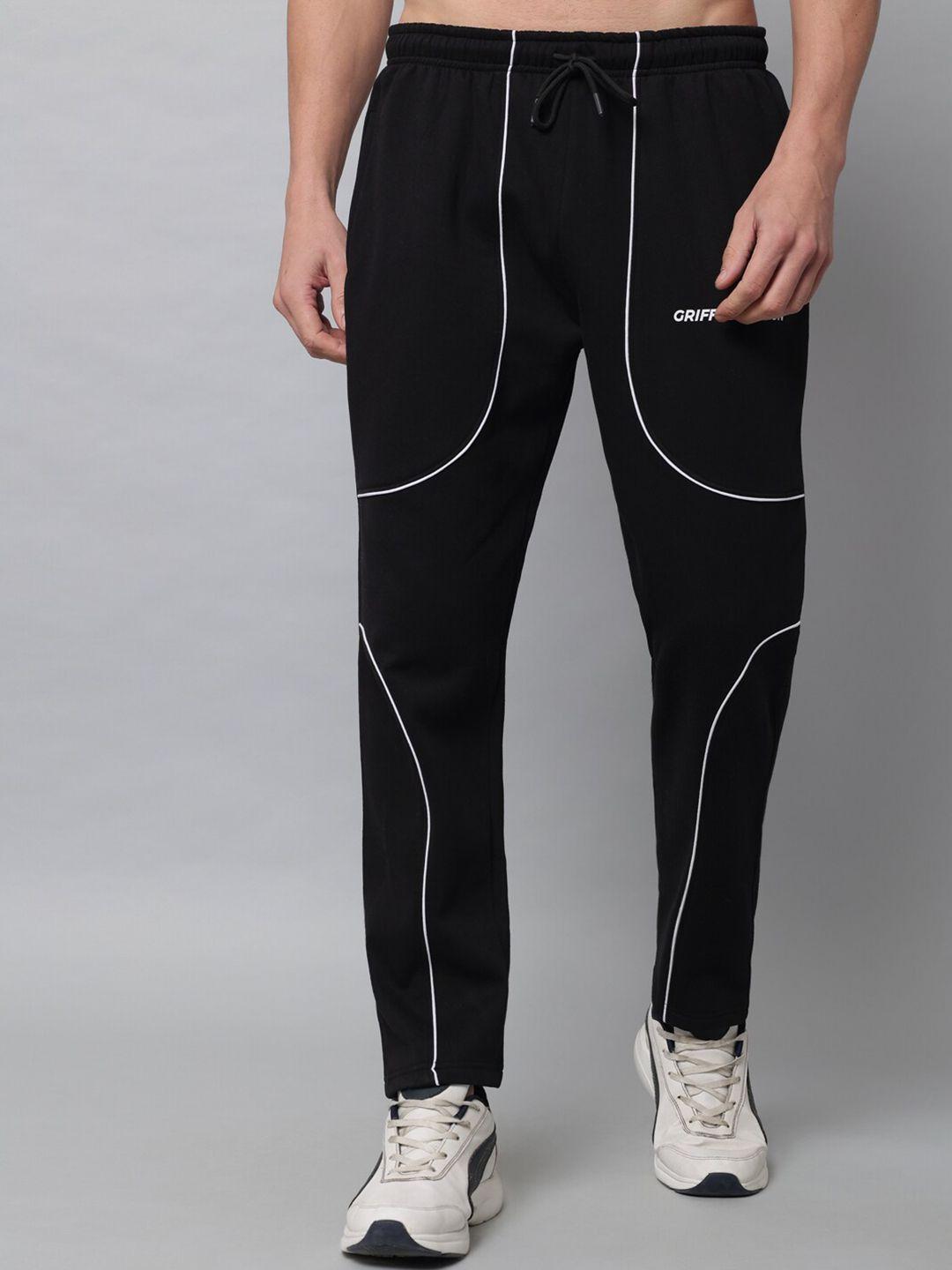 griffel men black solid cotton track pants