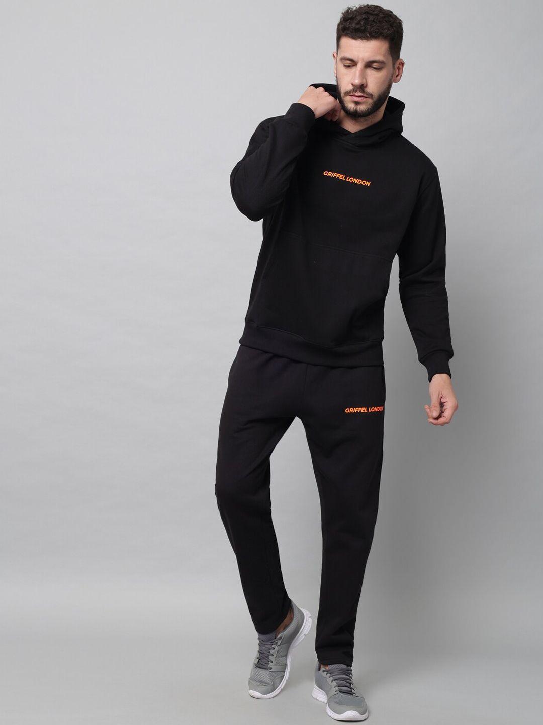 griffel men black solid tracksuits