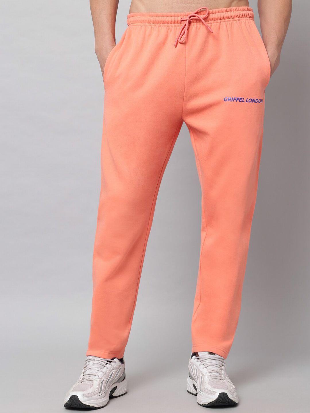 griffel men peach-colored solid cotton track pant