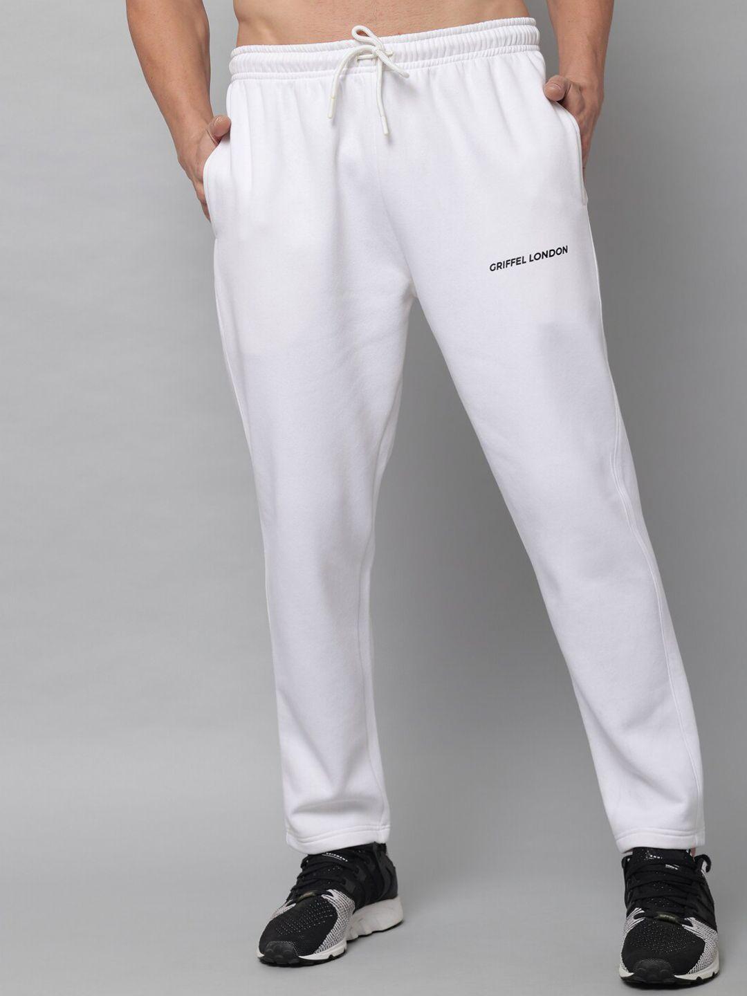 griffel men white solid cottontrack pants