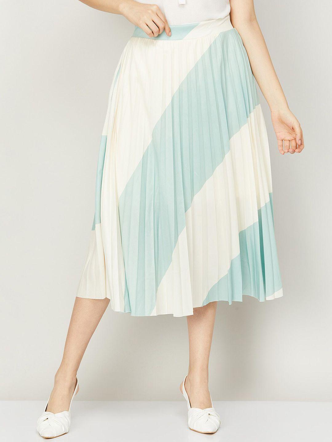 code by lifestyle women green & white ombre pleated skirts