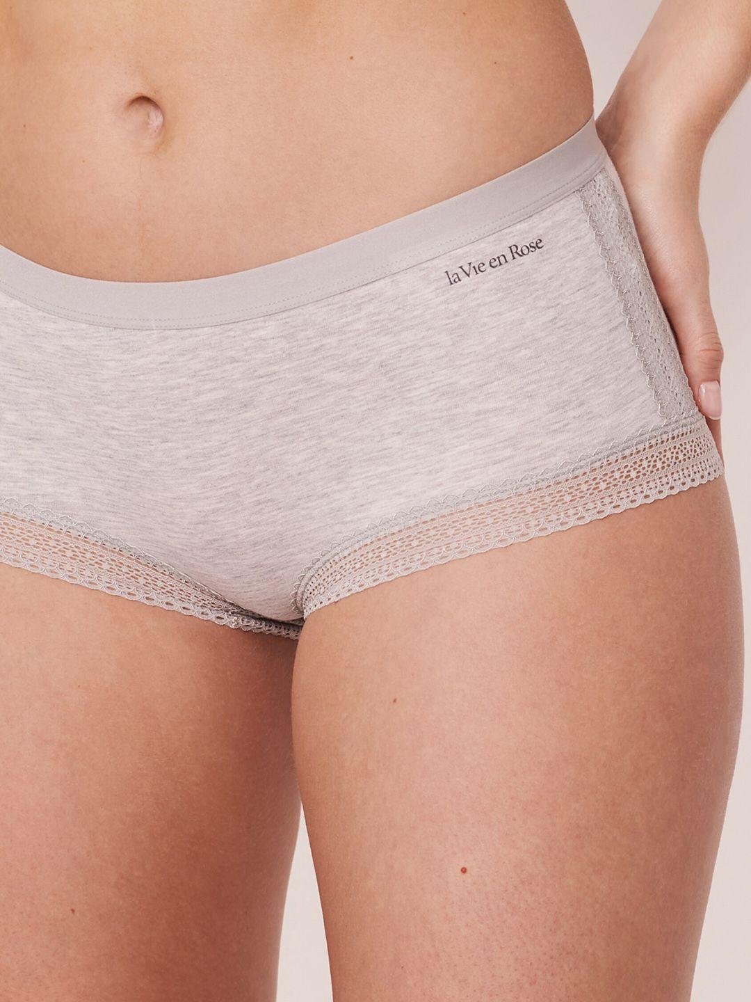 la vie en rose women grey solid boy short briefs