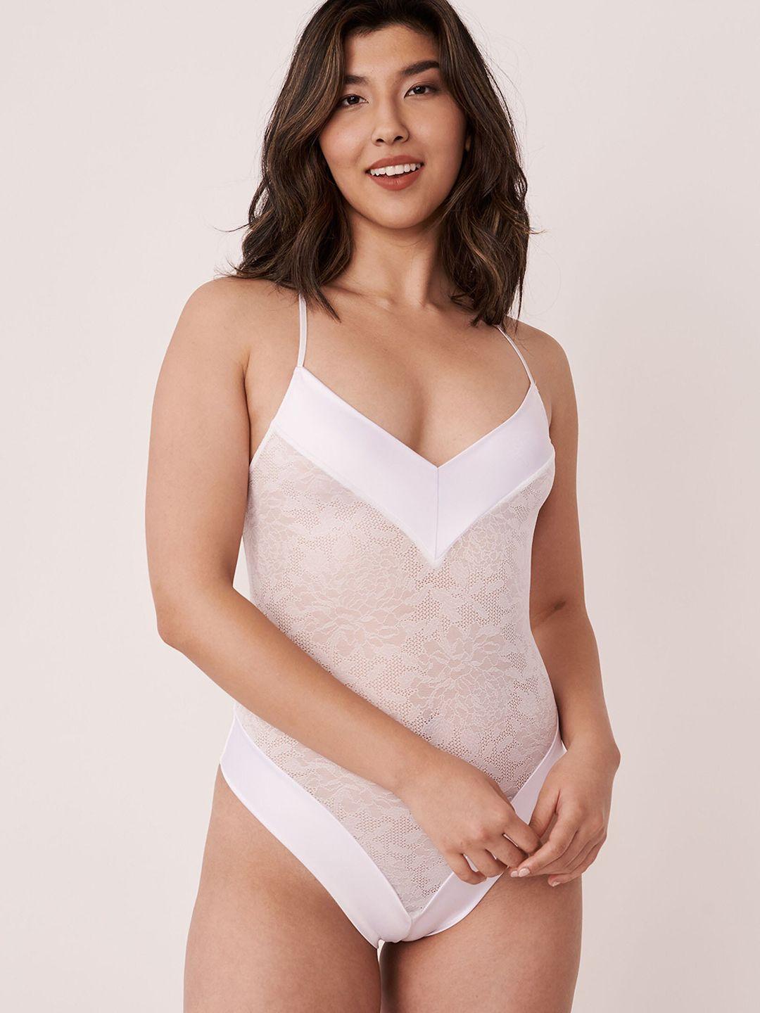 la vie en rose women white self design bodysuit