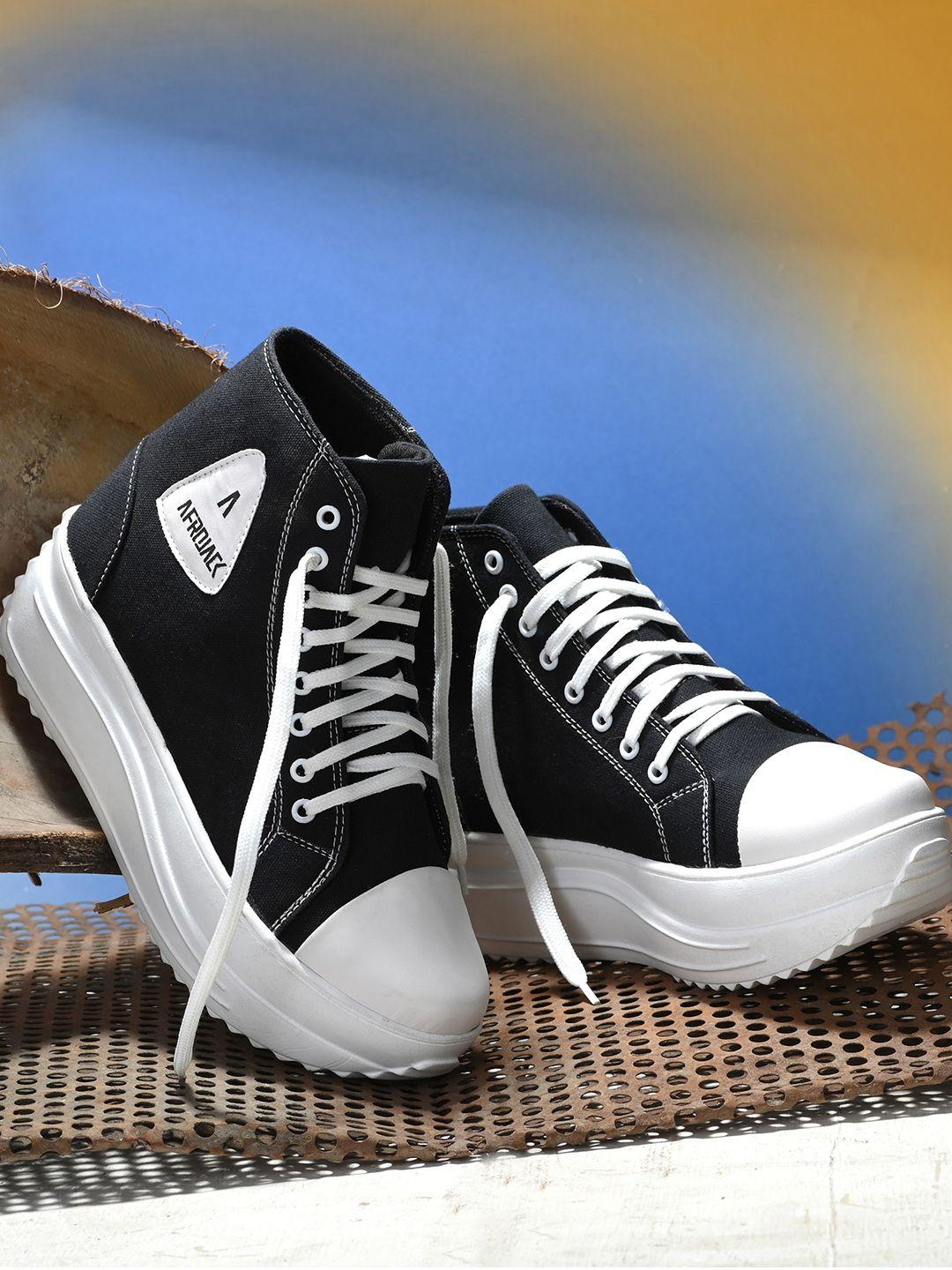 afrojack women black & white solid canvas boots