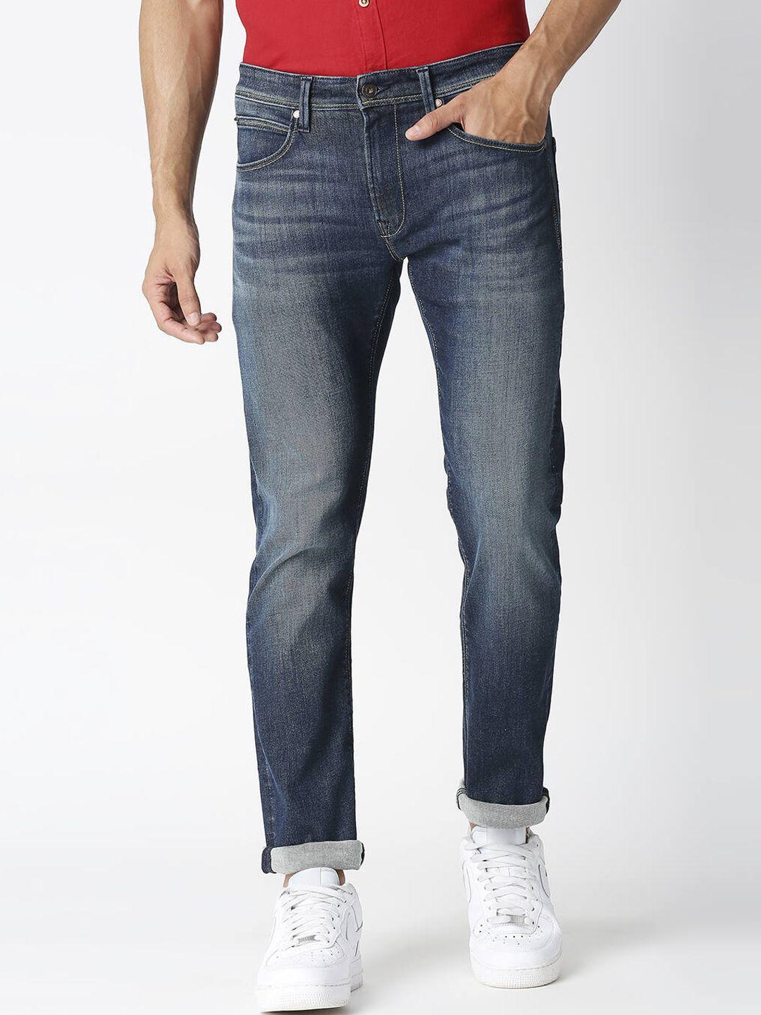 pepe jeans men blue slim fit heavy fade jeans