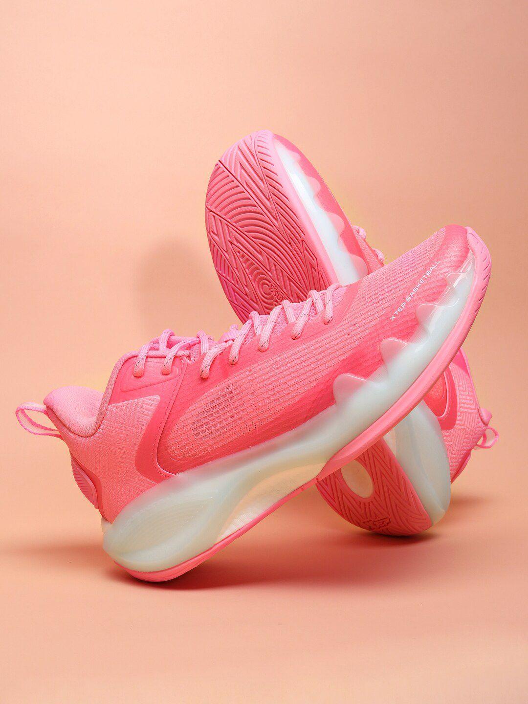 xtep men pink basketball non-marking shoes