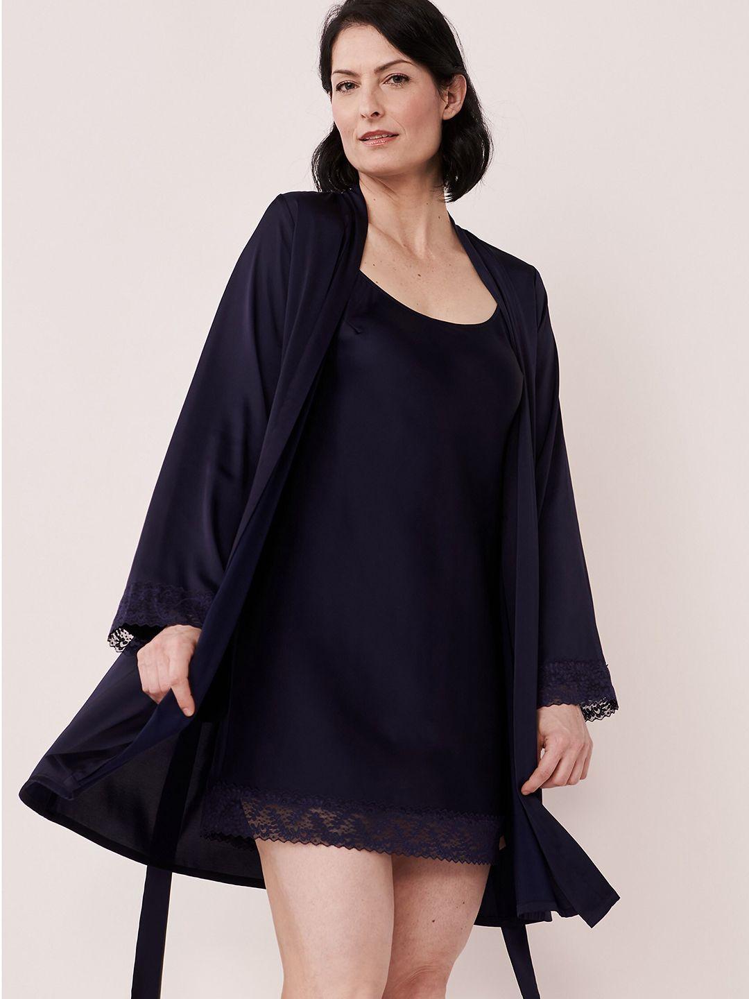 la vie en rose women blue solid  robe