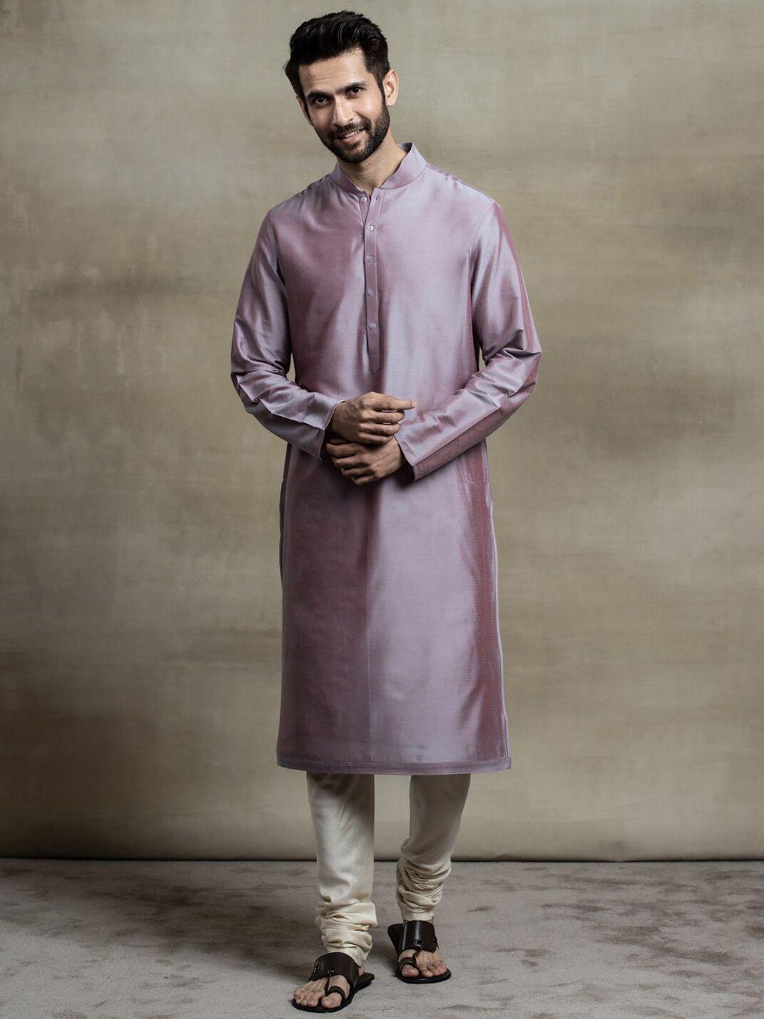 tasva men purple solid kurta