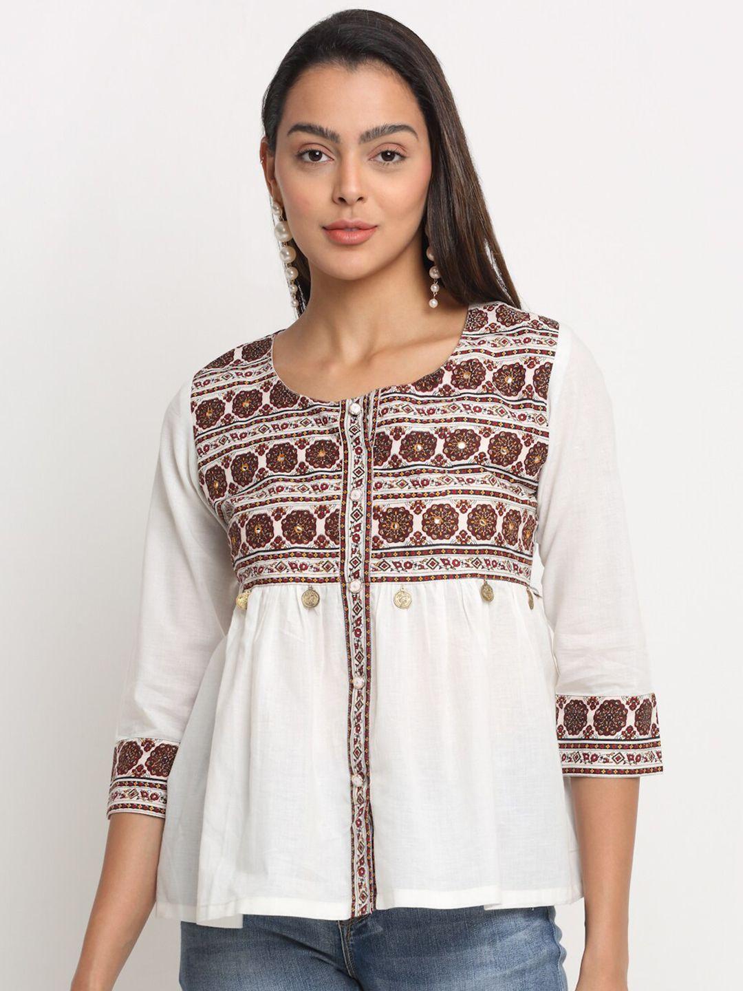 kalini white print top