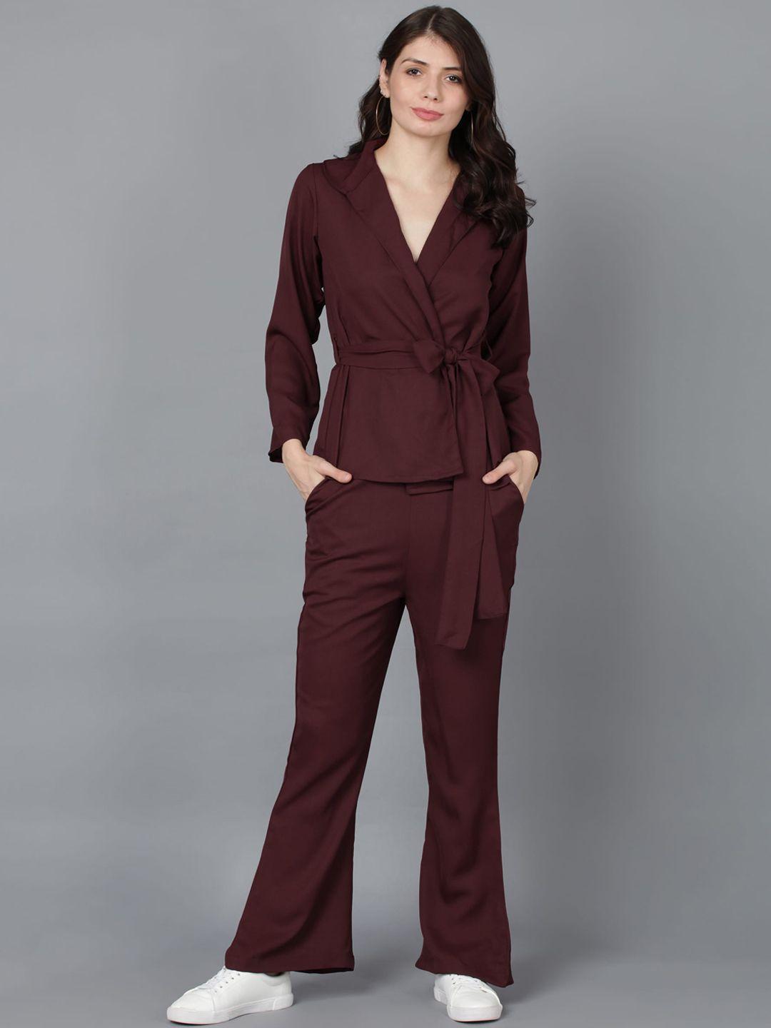 fashfun women maroon solid co-ords