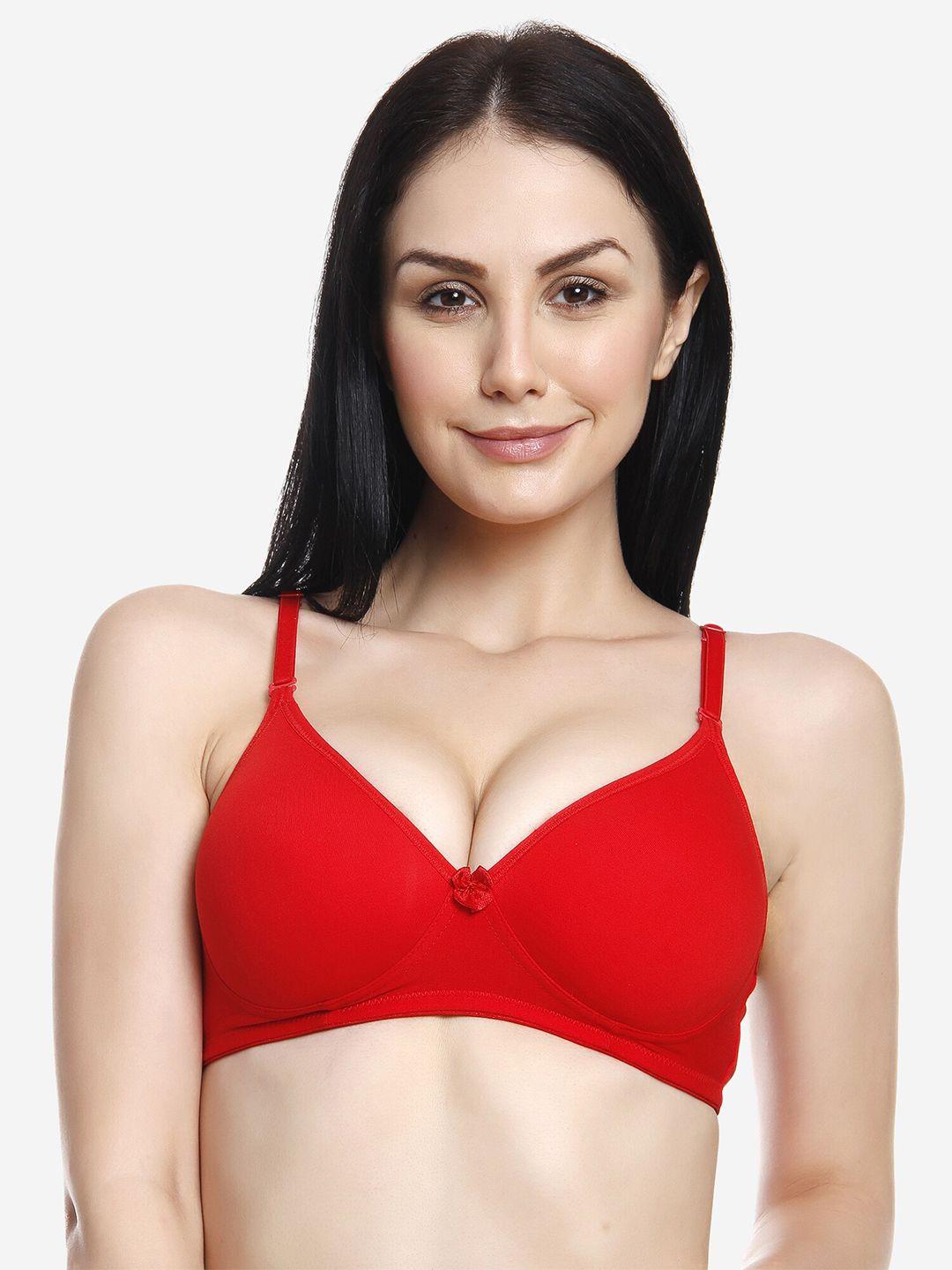 innocence red cotton bra heavily padded