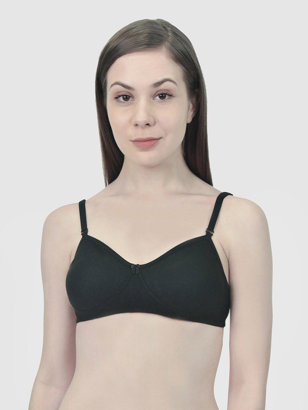 innocence black full coverage non padded demi cup bra