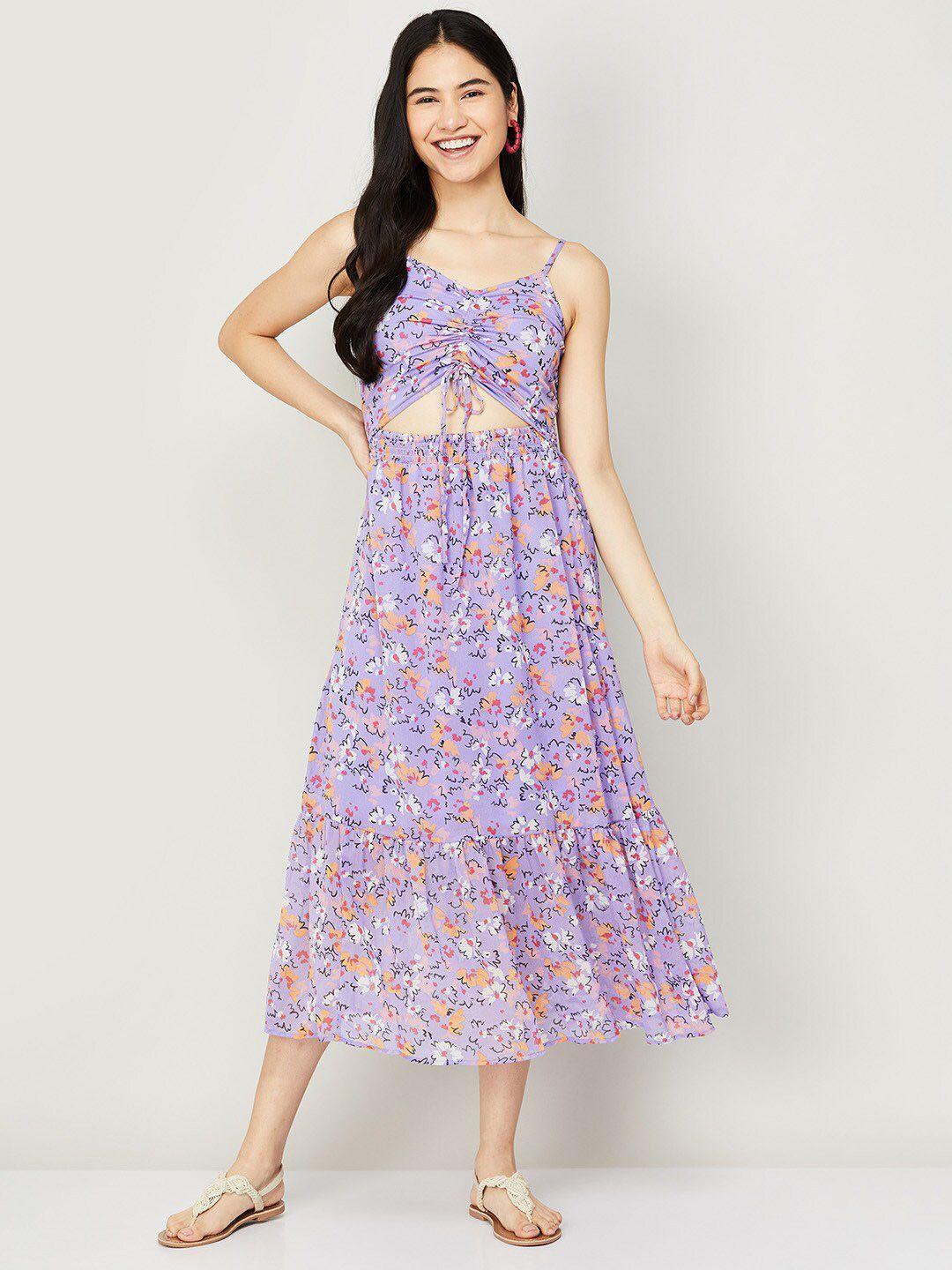 ginger by lifestyle purple floral midi dress