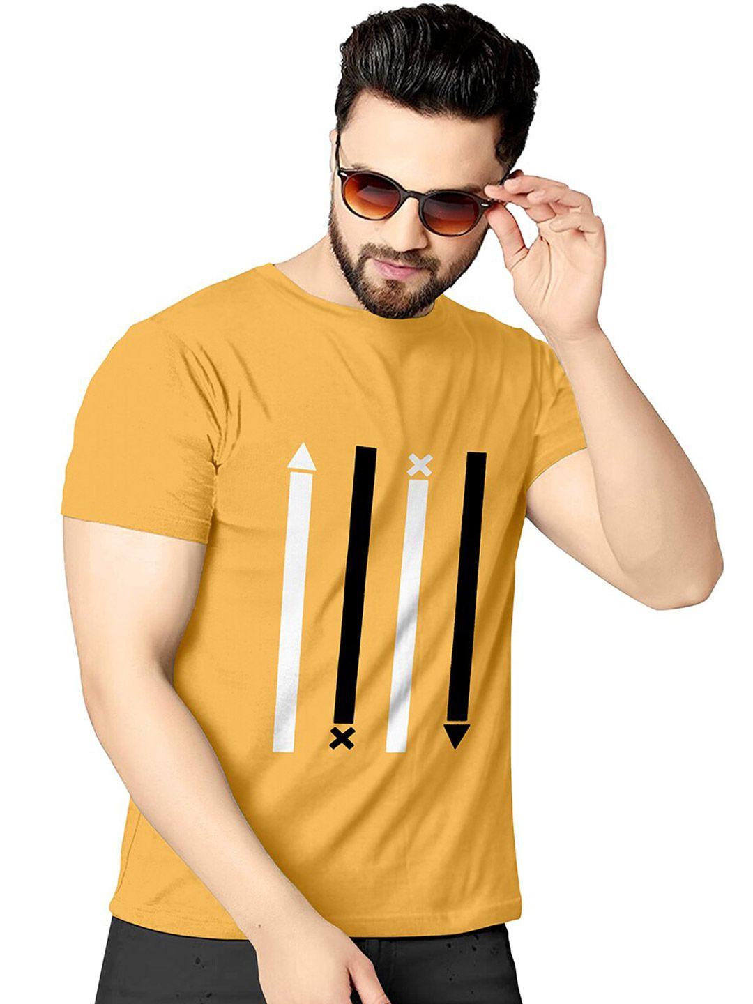 kajaru men yellow printed t-shirt