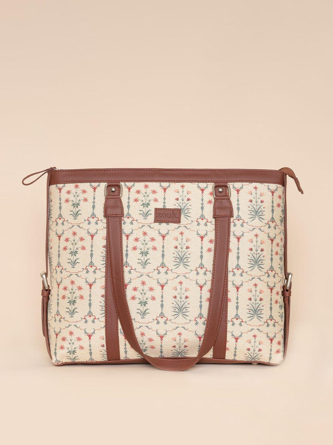 zouk white printed structured shoulder bag