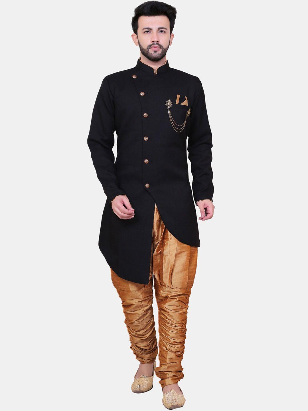 avaeta men black solid sherwani