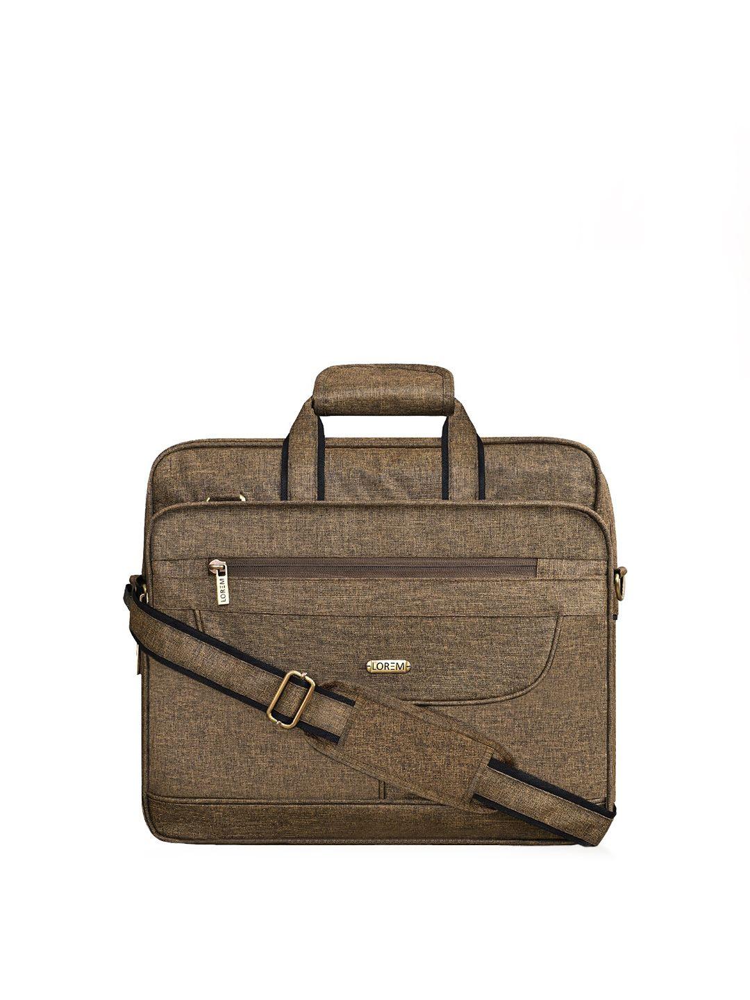 lorem men khaki textured laptop bag