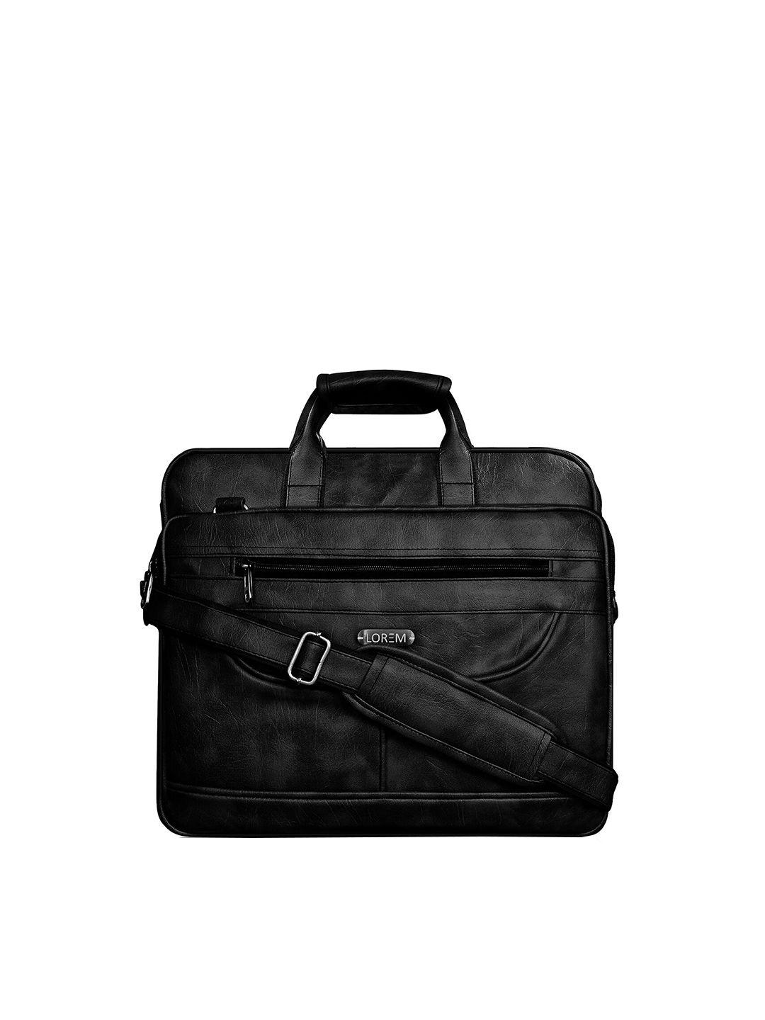 lorem men black textured laptop bag