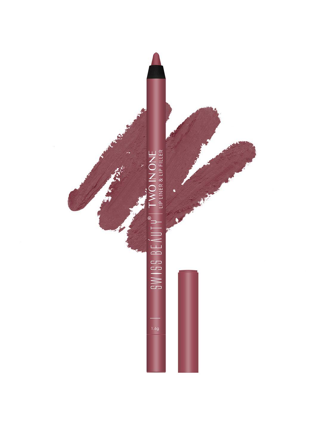 swiss beauty two in one smudge-proof waterproof lip liner & lip filler 1.6g - nude shot