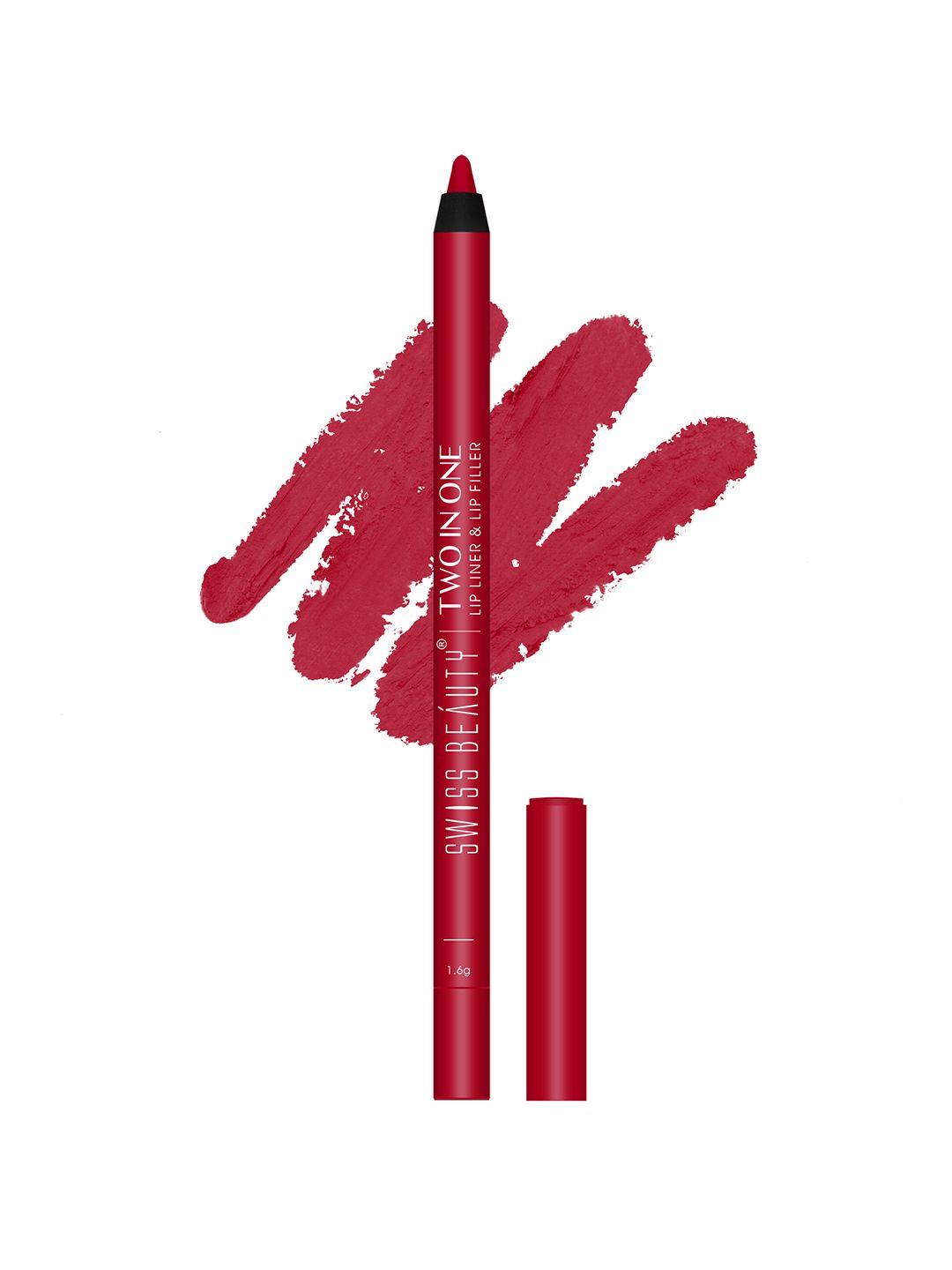 swiss beauty two in one smudge-proof waterproof lip liner & lip filler 1.6g - clear red