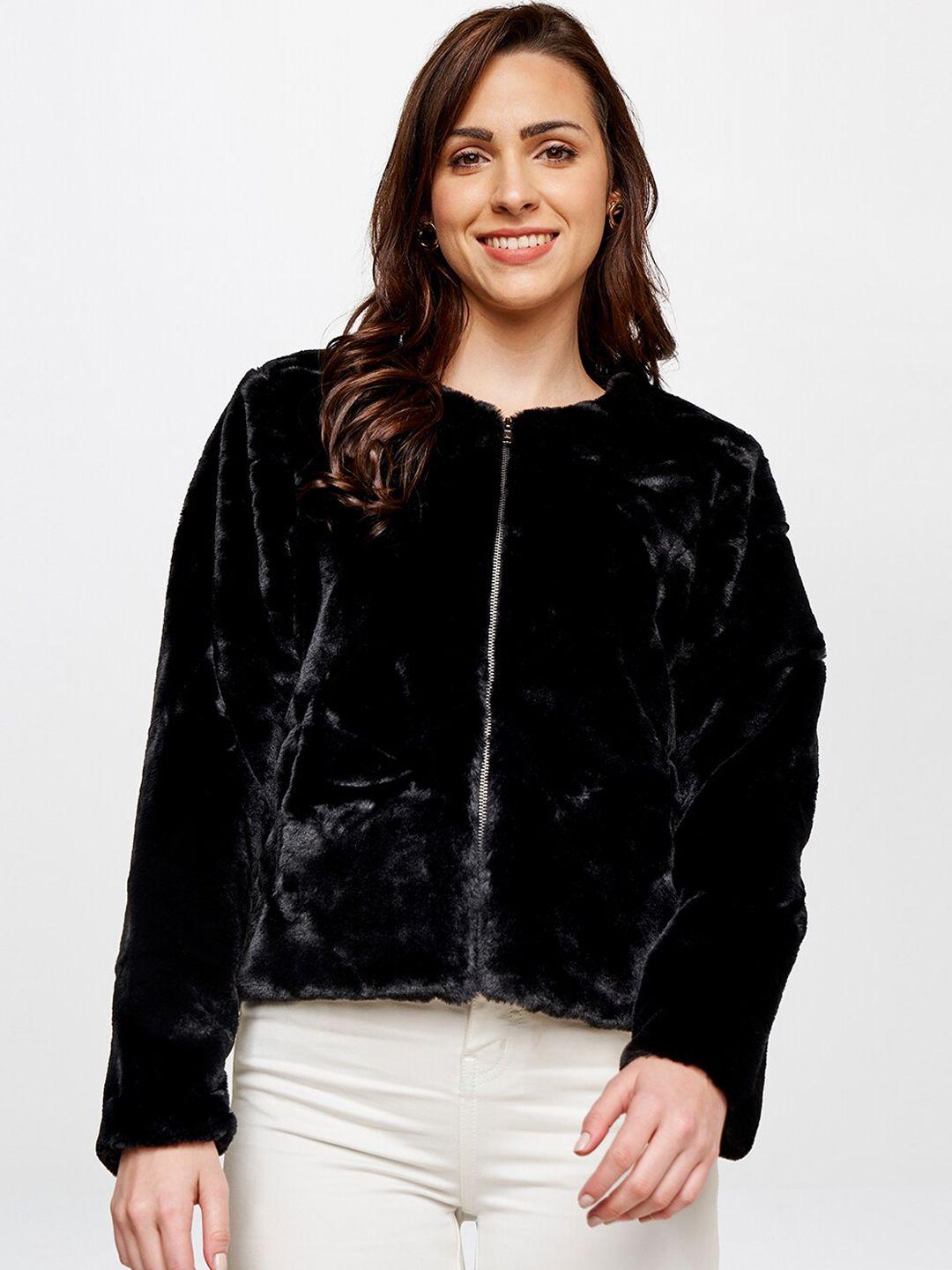 and women black tailored crop jacket