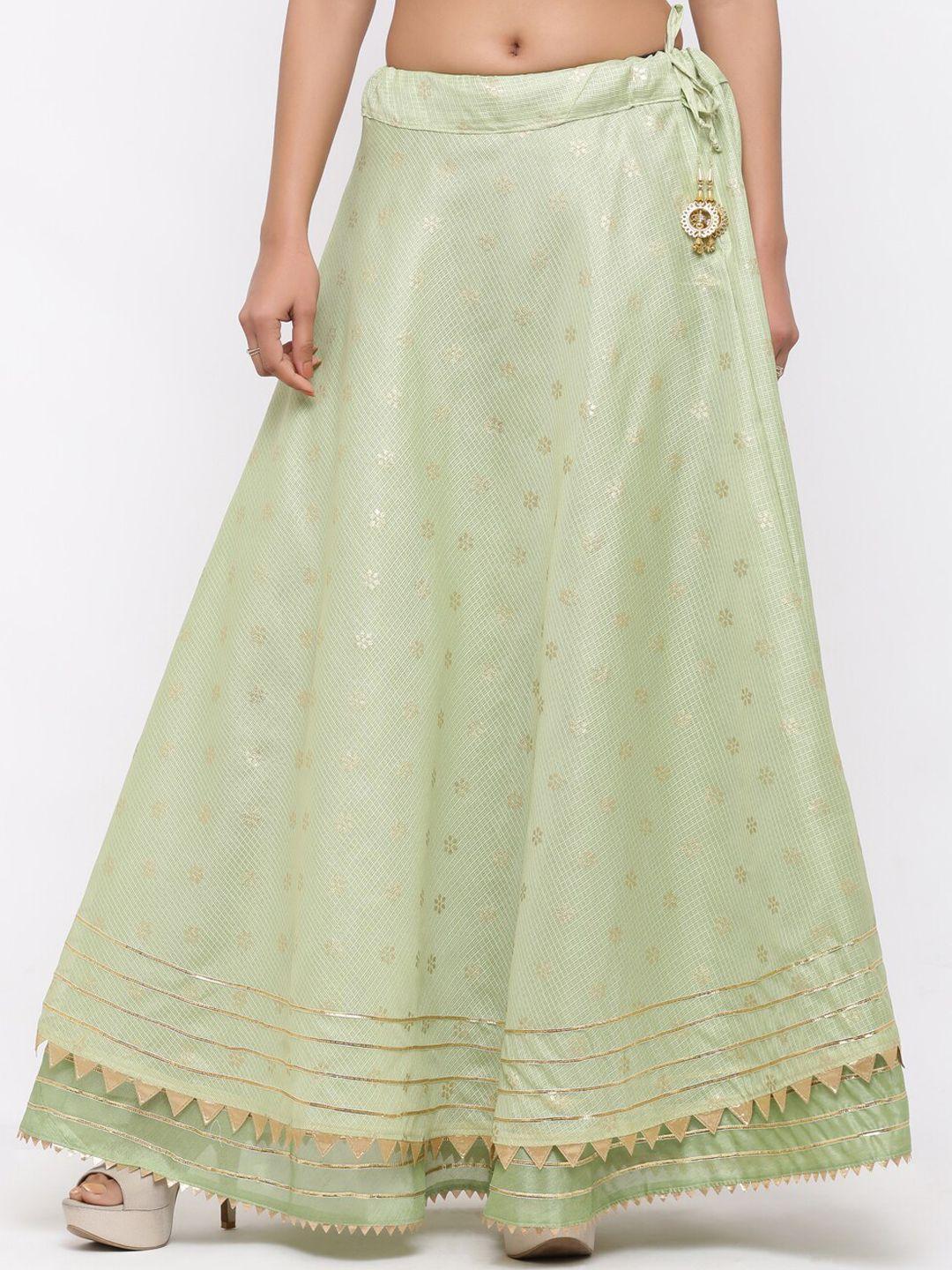 soundarya women olive gold print ethnic skirts