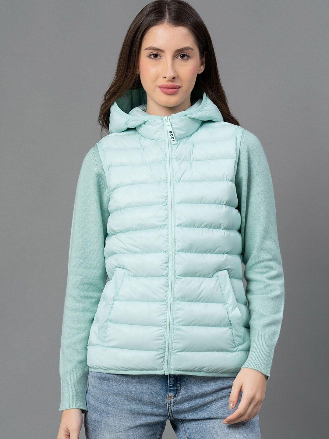 mode by red tape women green puffer jacket