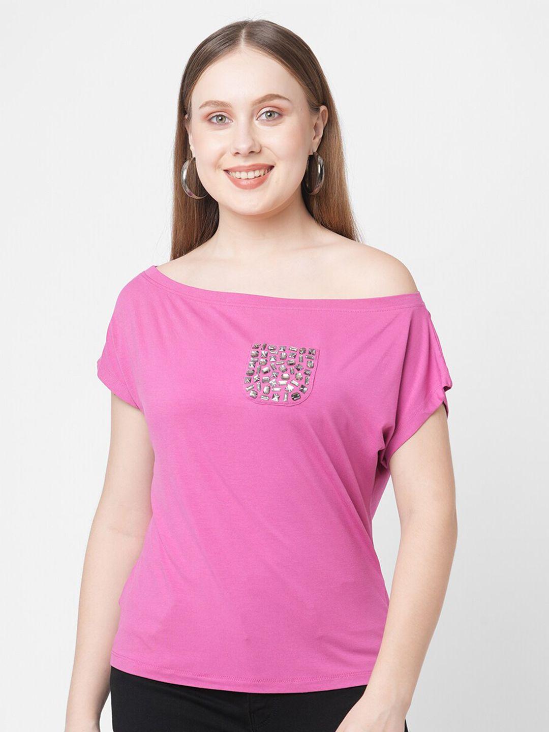 mish women pink extended sleeves t-shirt