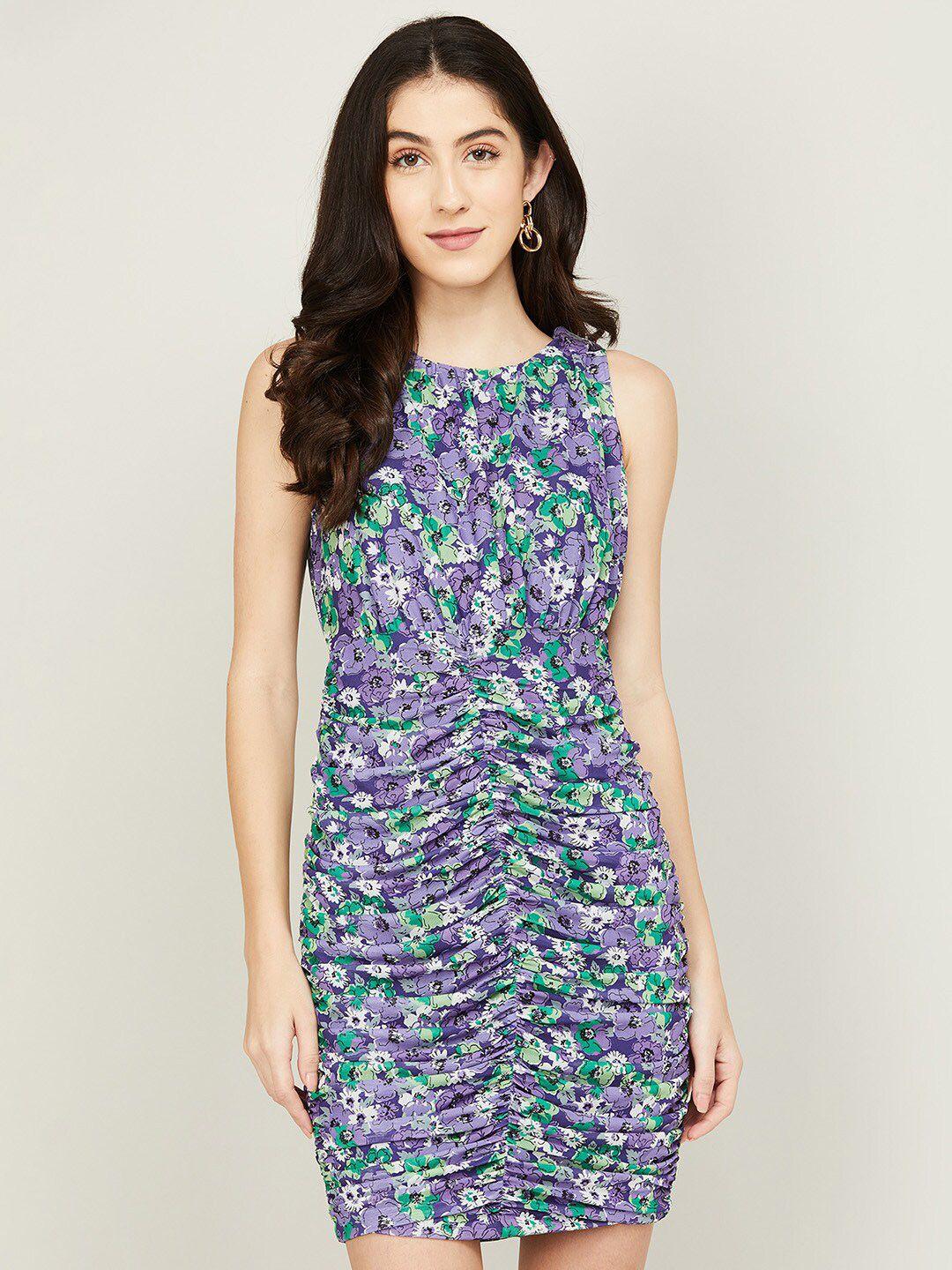 ginger by lifestyle lavender floral printed sheath dress