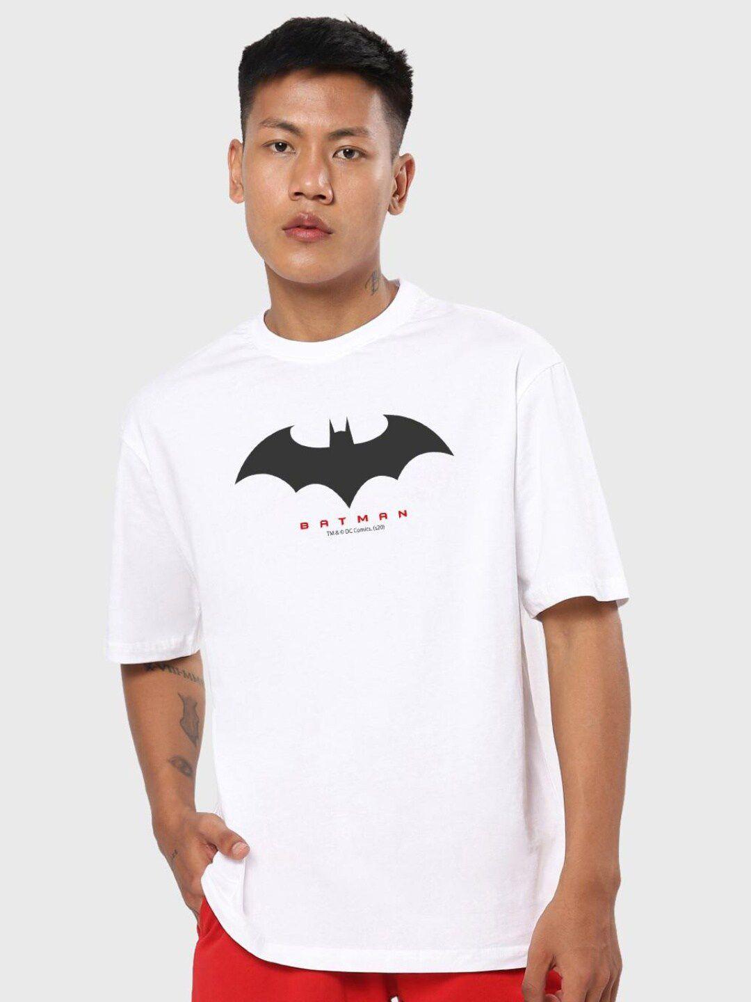 bewakoof men white printed oversized t-shirt