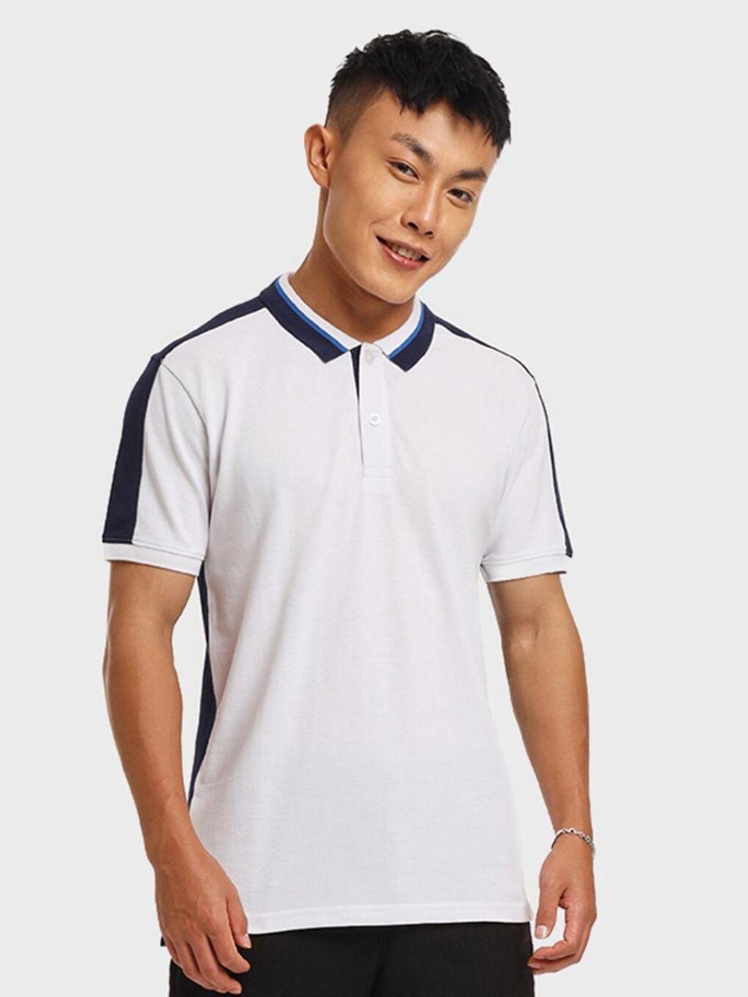 bewakoof men white polo collar t-shirt