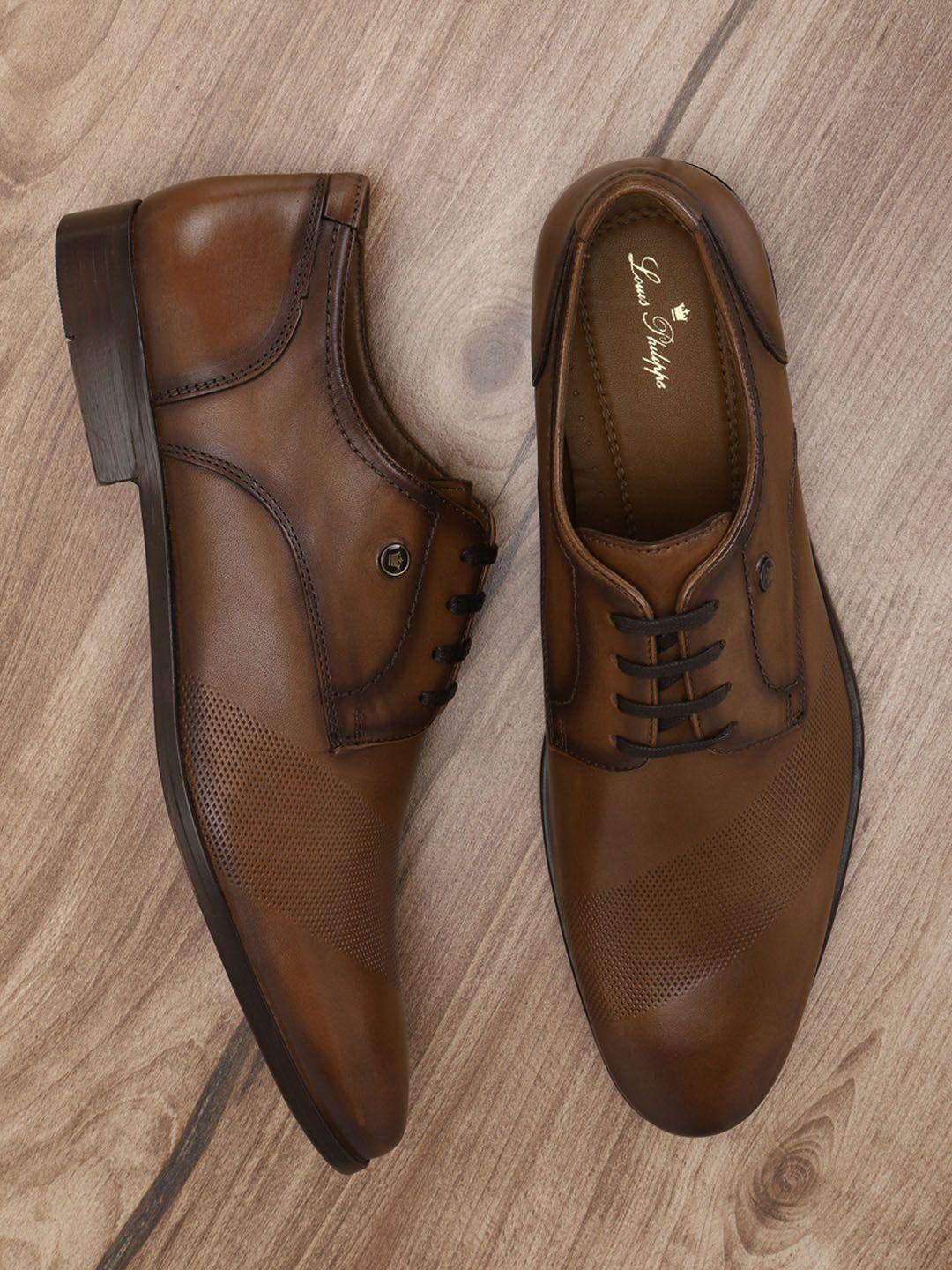 louis philippe men brown textured lace up brogues