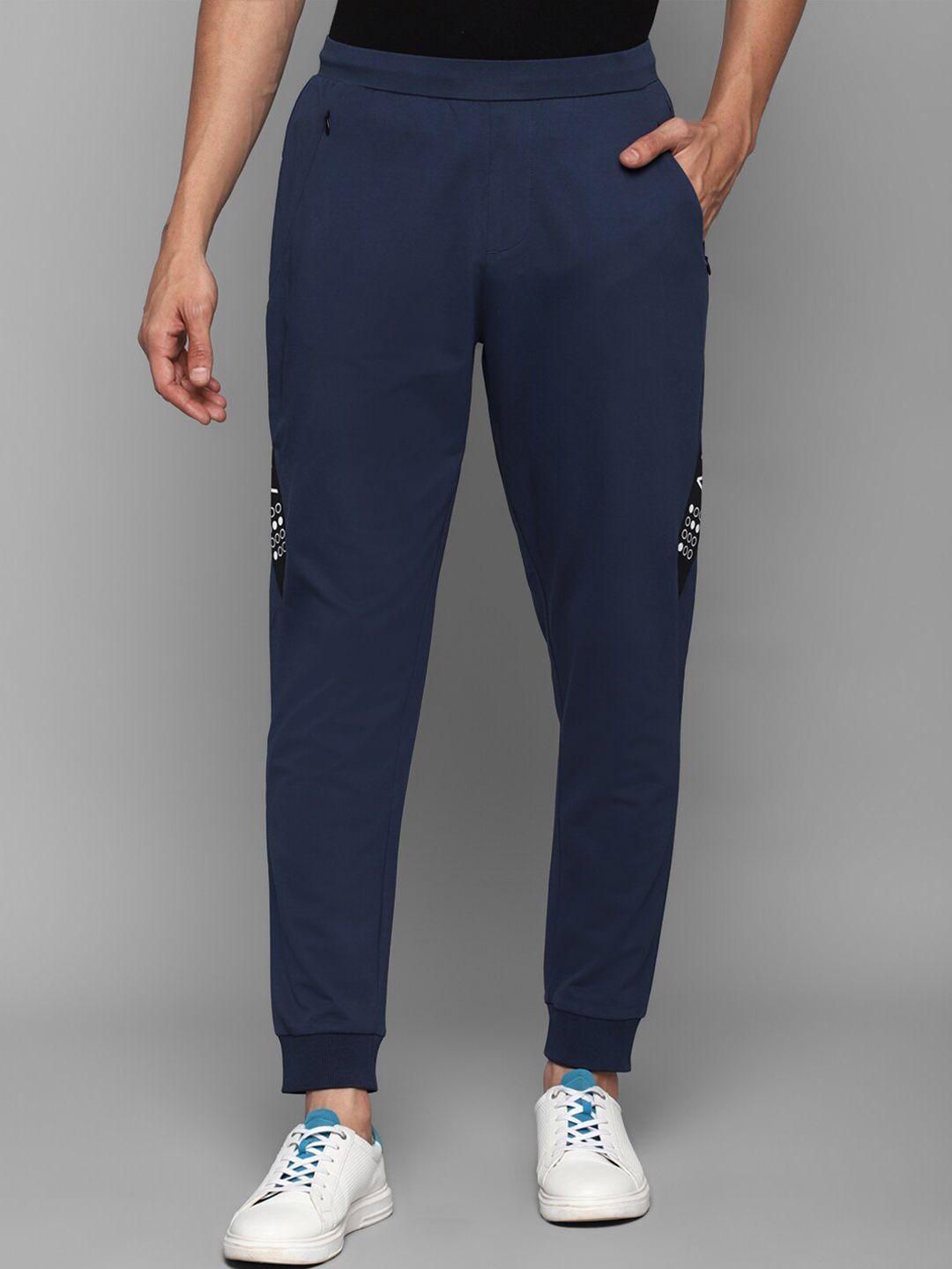 allen solly men navy blue solid cotton jogger