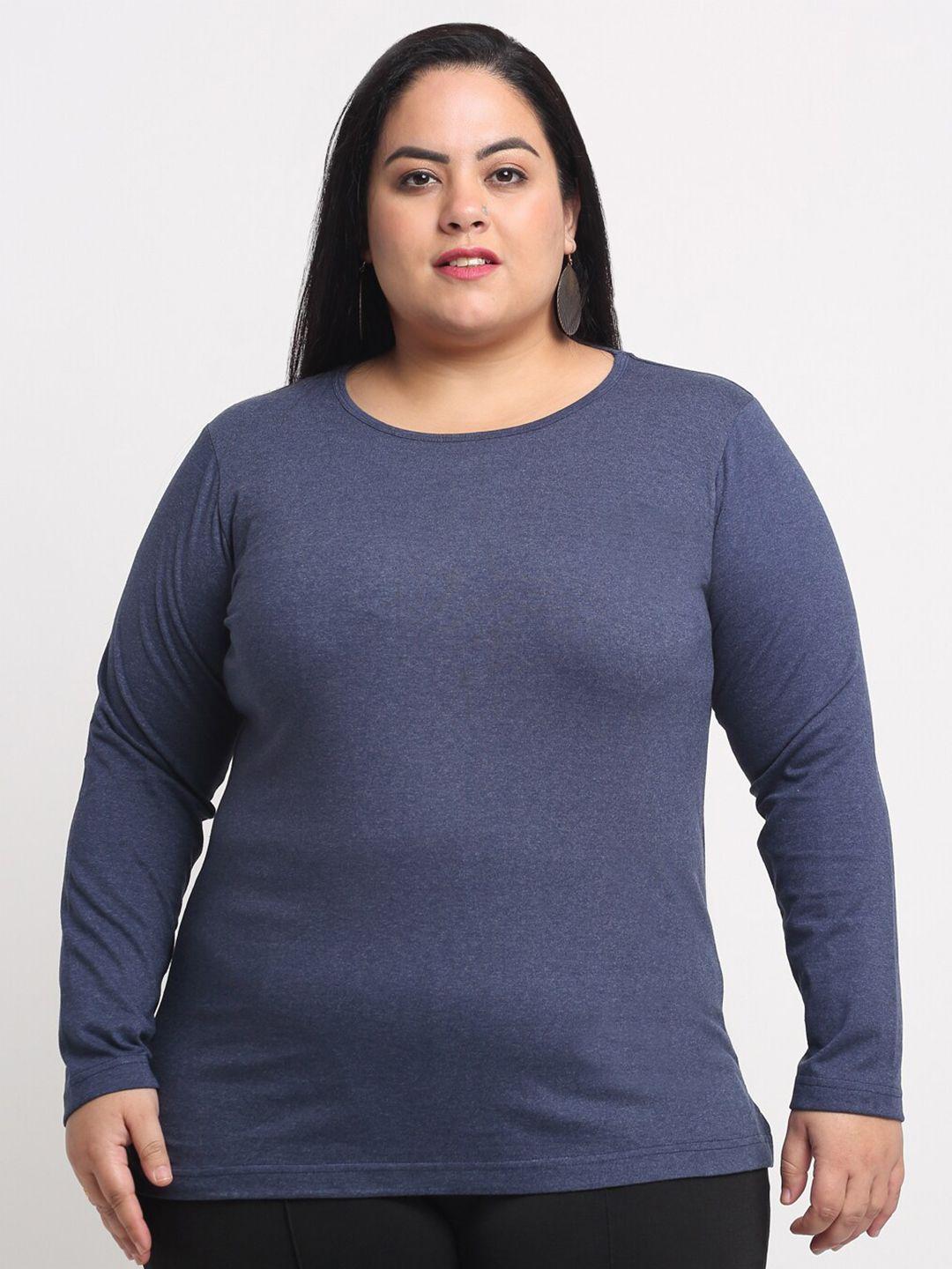 pluss women plus size navy blue t-shirt