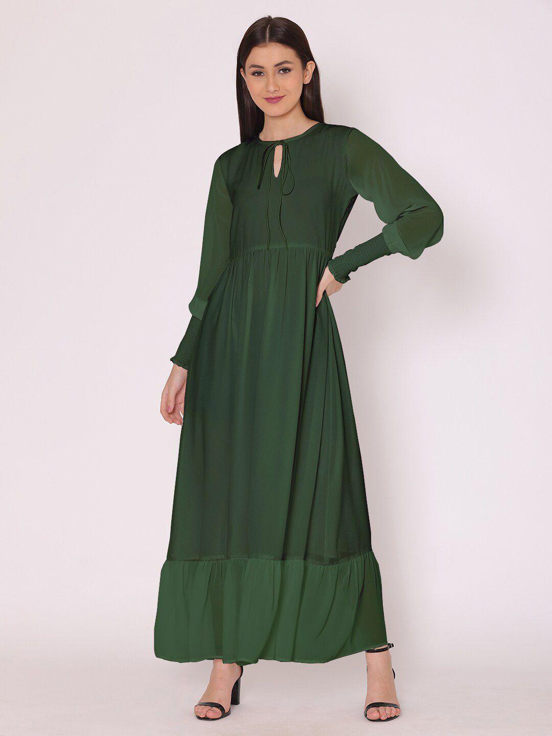 dressberry green keyhole neck georgette maxi dress