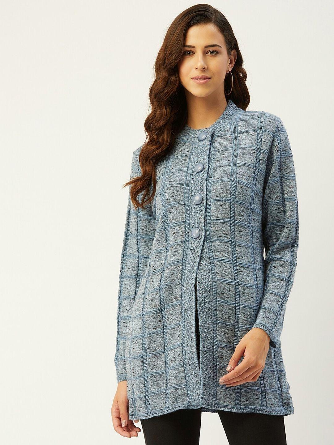 rivza women blue checked cardigan