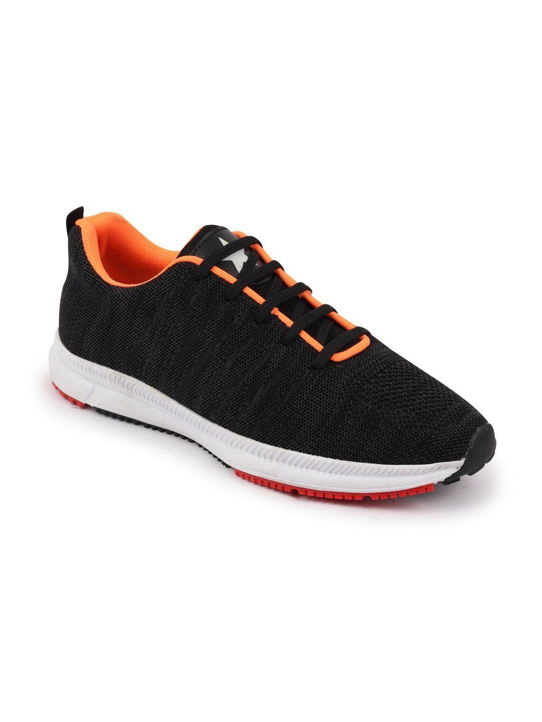 fausto men black mesh running non-marking shoes