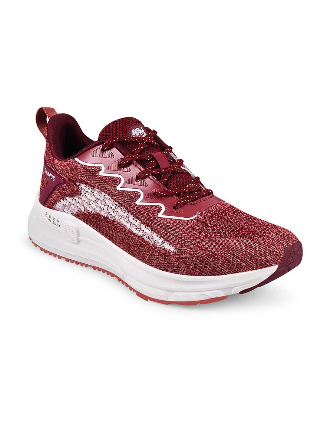 campus men maroon mesh running sports shoes