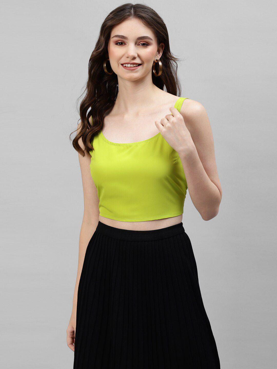 deebaco women fluorescent green crop top