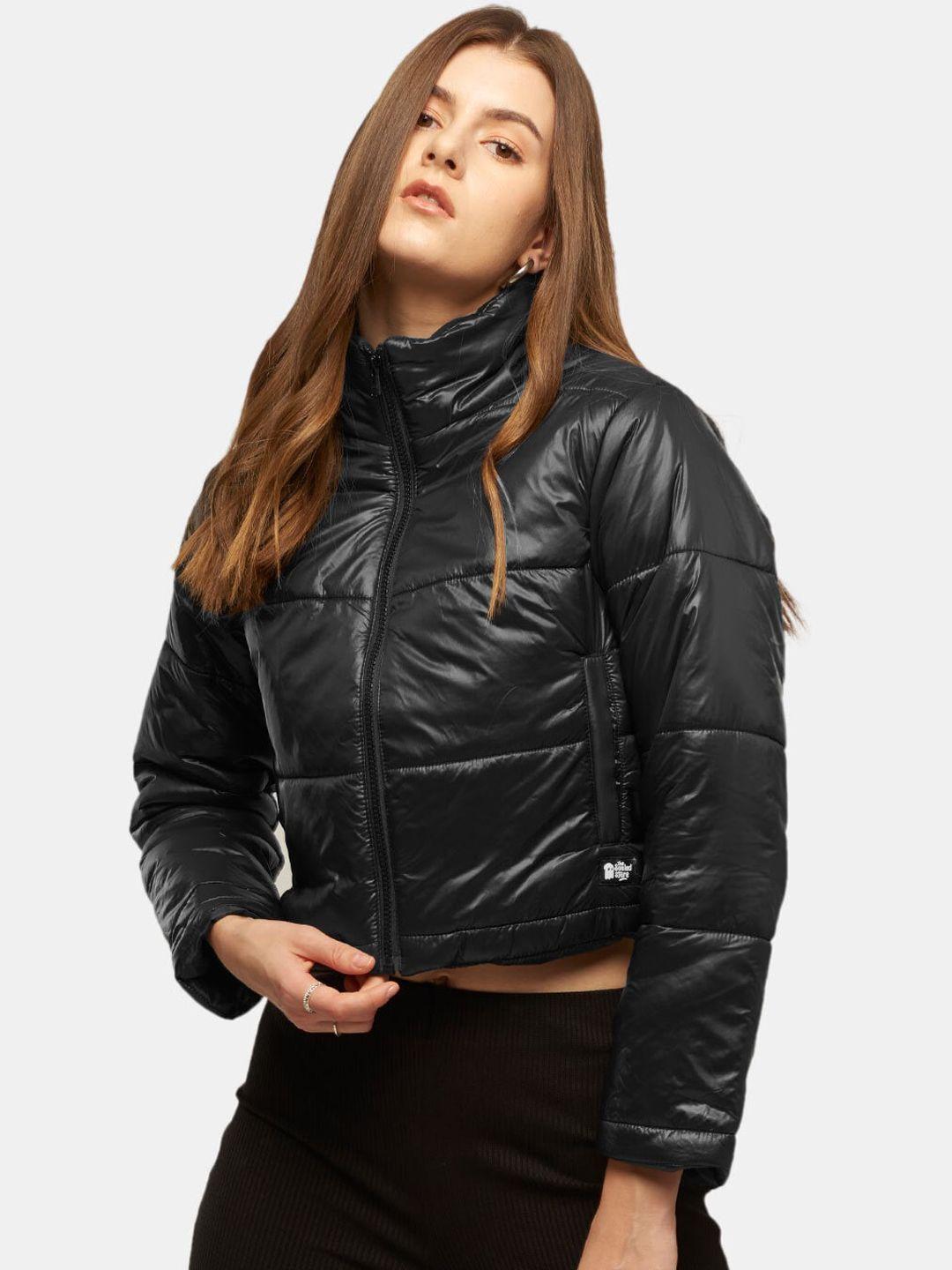 the souled store women regular fit solid lightweight crop padded jacket