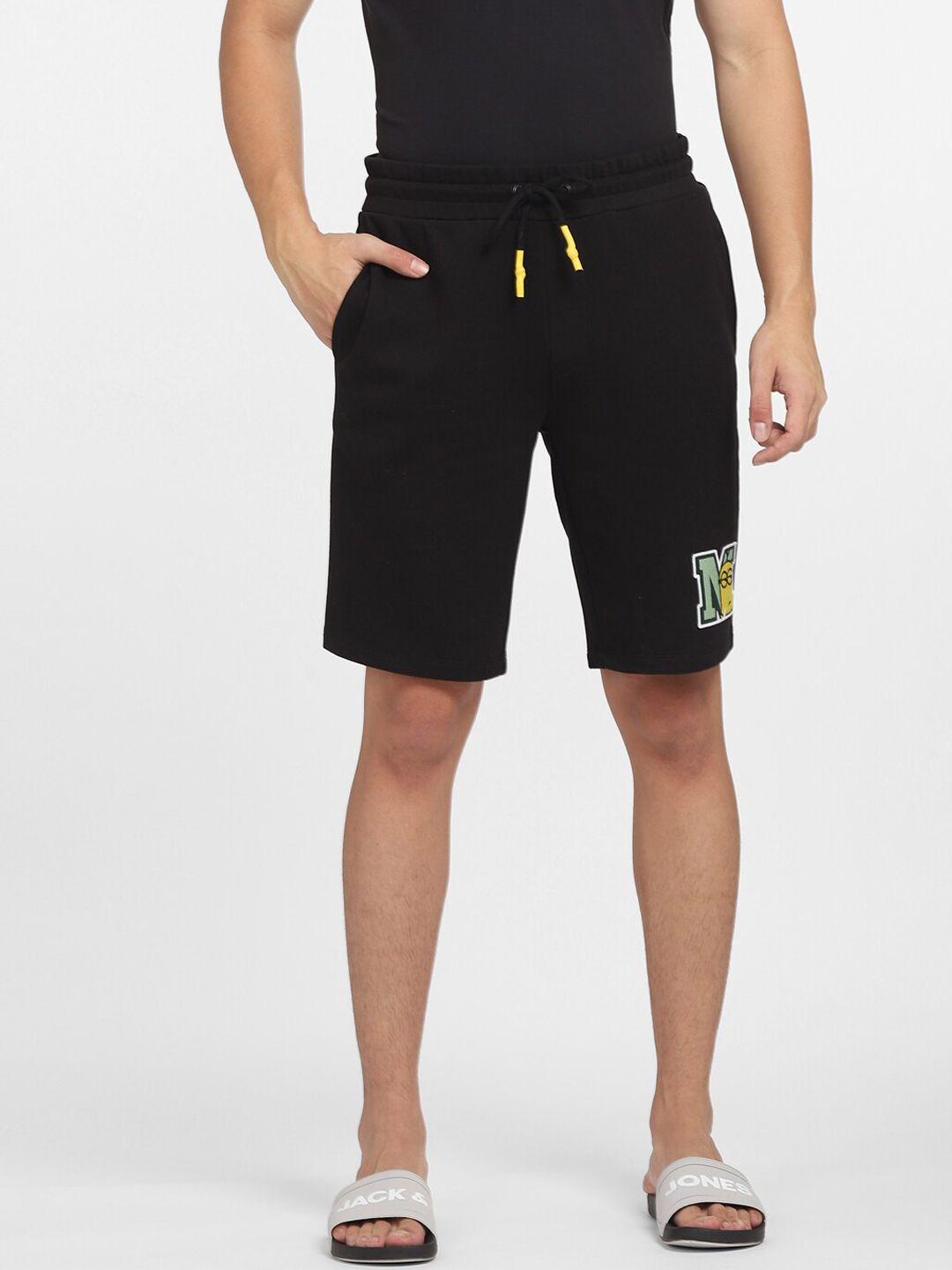 jack & jones men black printed shorts