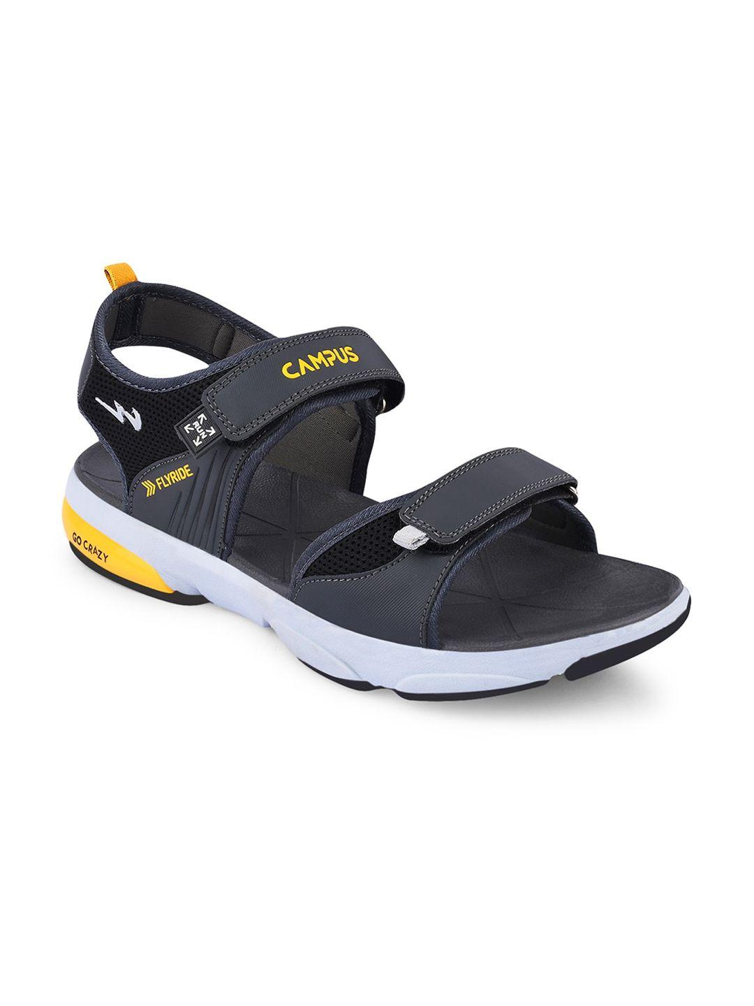 campus men grey solid sports sandals