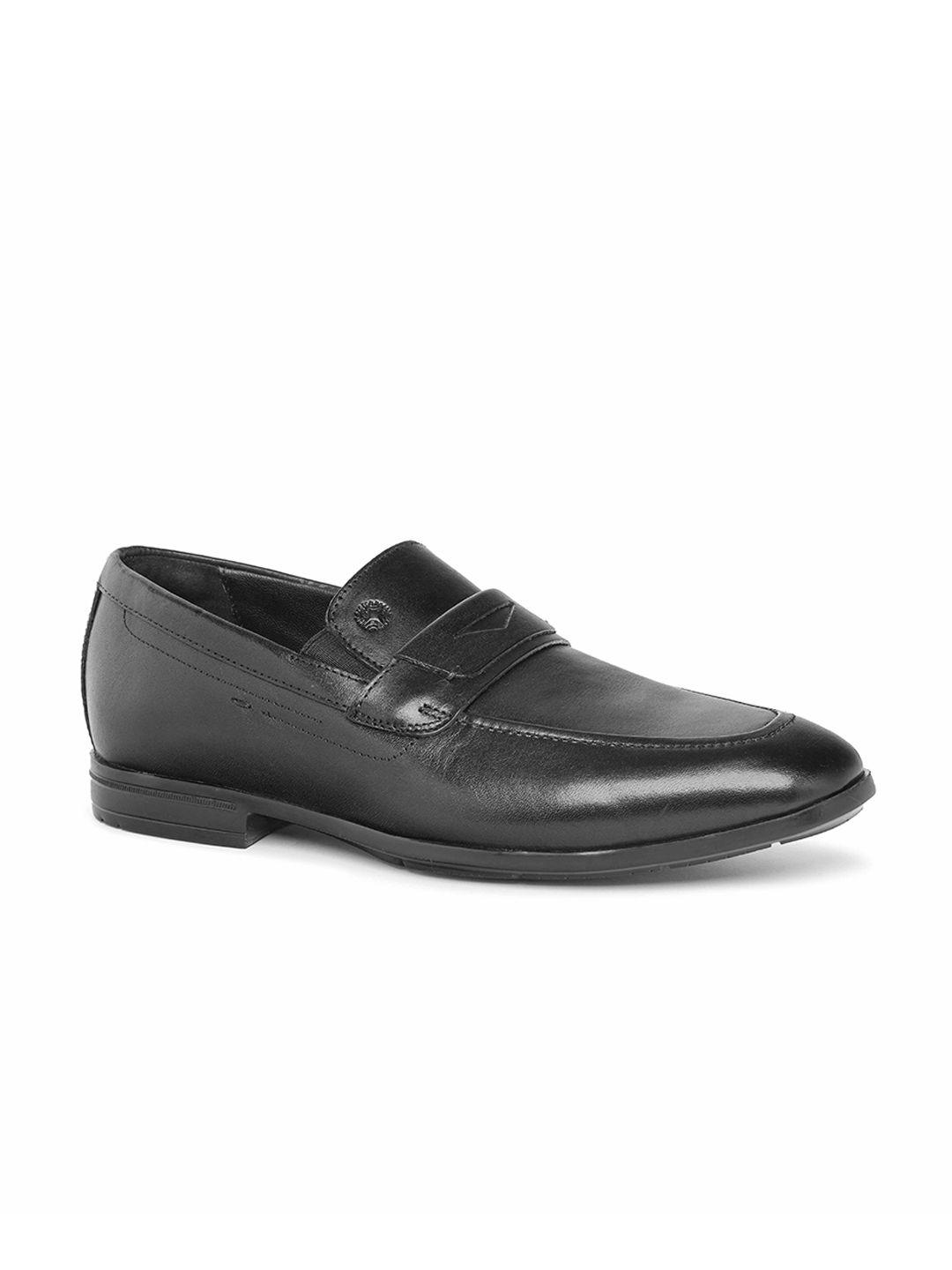 ruosh men black solid leather formal shoes