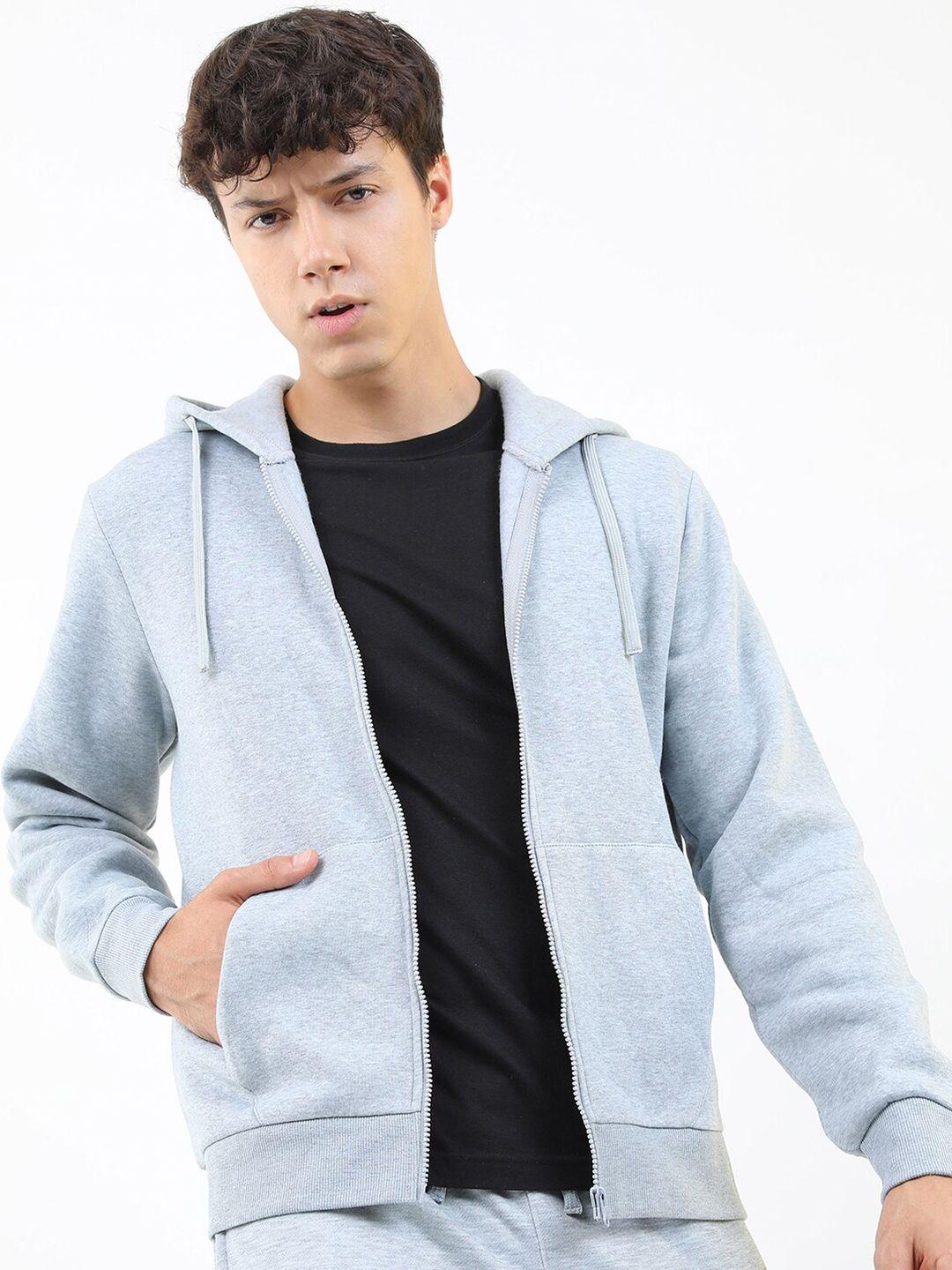 ketch men grey hooded front open sweatshirt