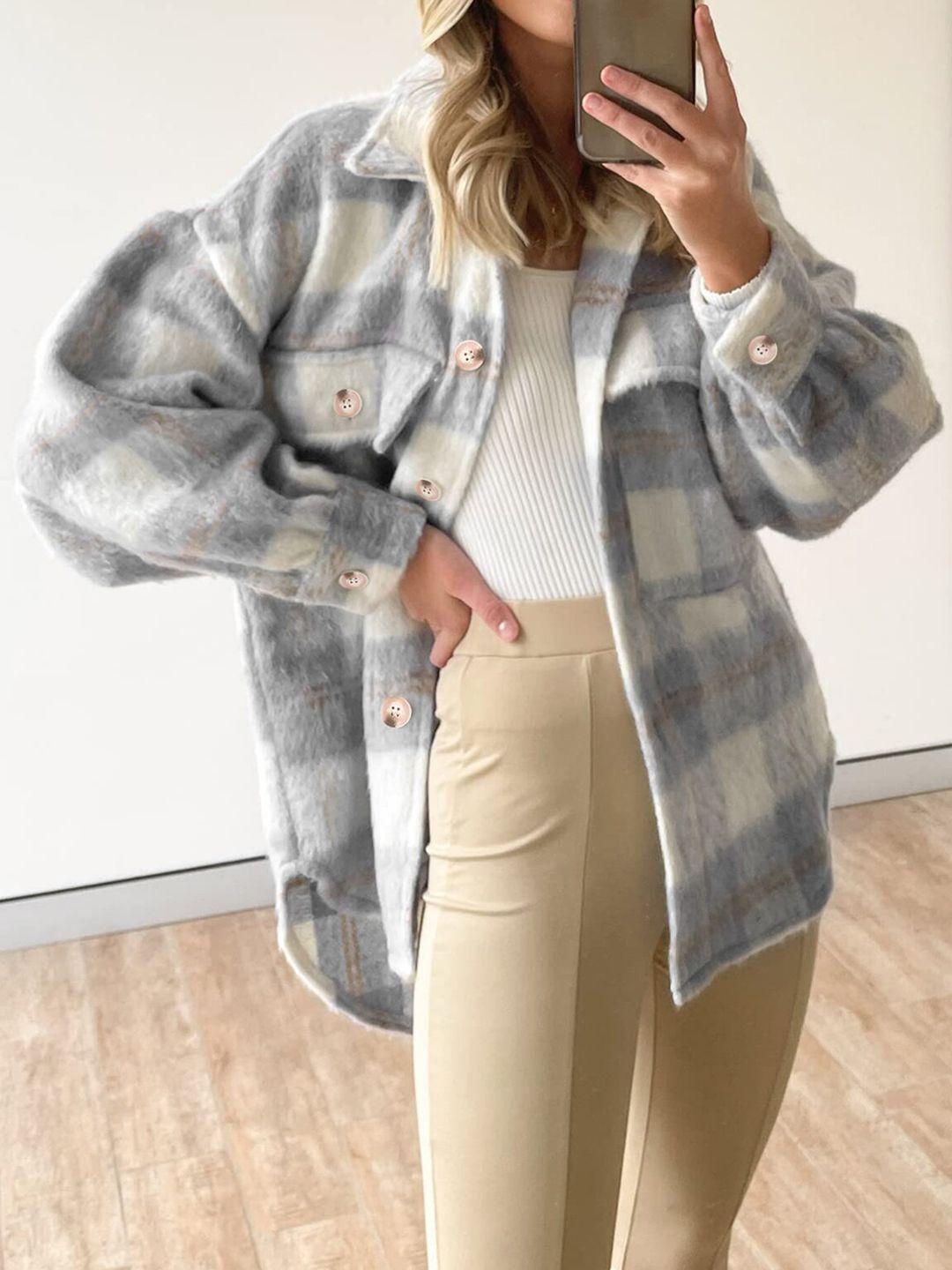 stylecast women grey checked longline tailored jacket