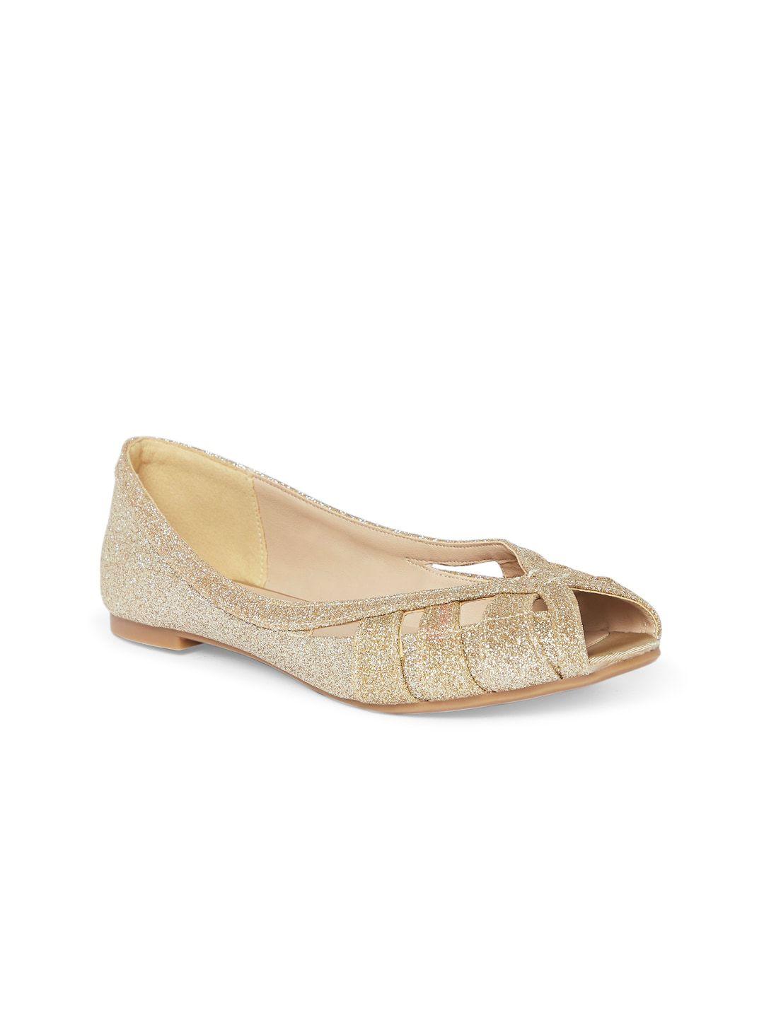 forever glam by pantaloons women gold-toned embellished party ballerinas flats